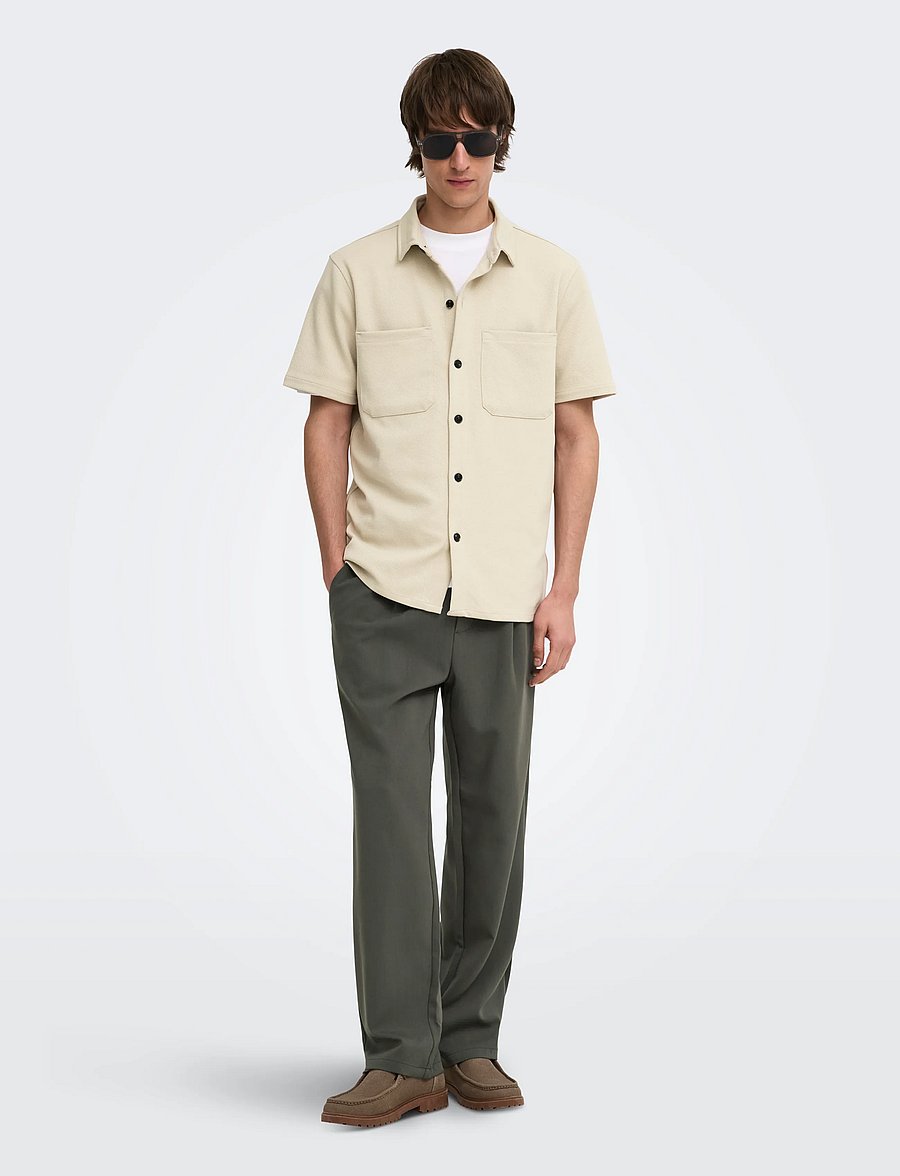 ONLY & SONS - ONSNEWKODYL REG SS SHIRT - kurzarmhemden - silver lining - 4