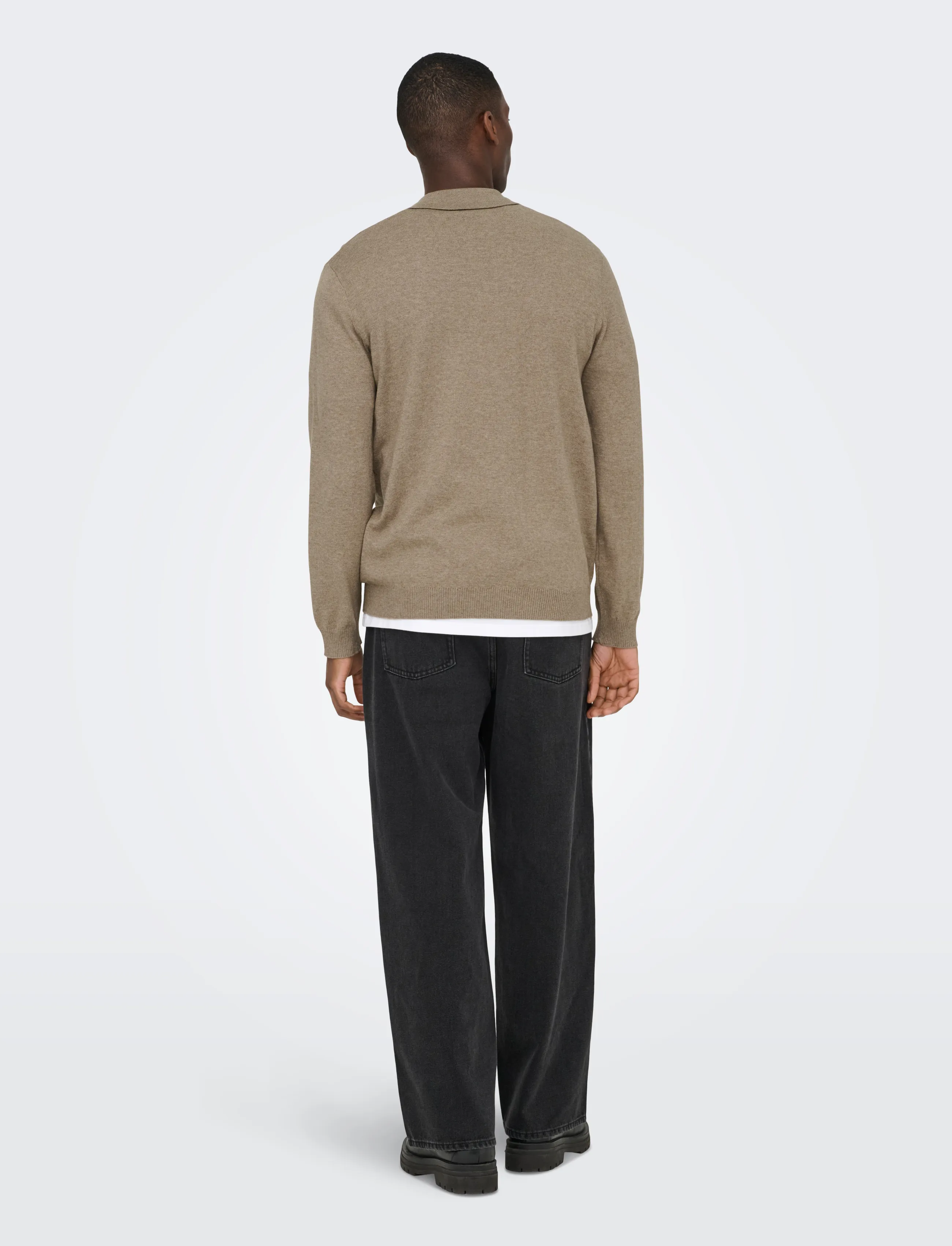ONLY & SONS - ONSLOUI REG 12 LS MEL POLO KNIT NOOS - poloer i strik med lange ærmer - desert taupe - 3
