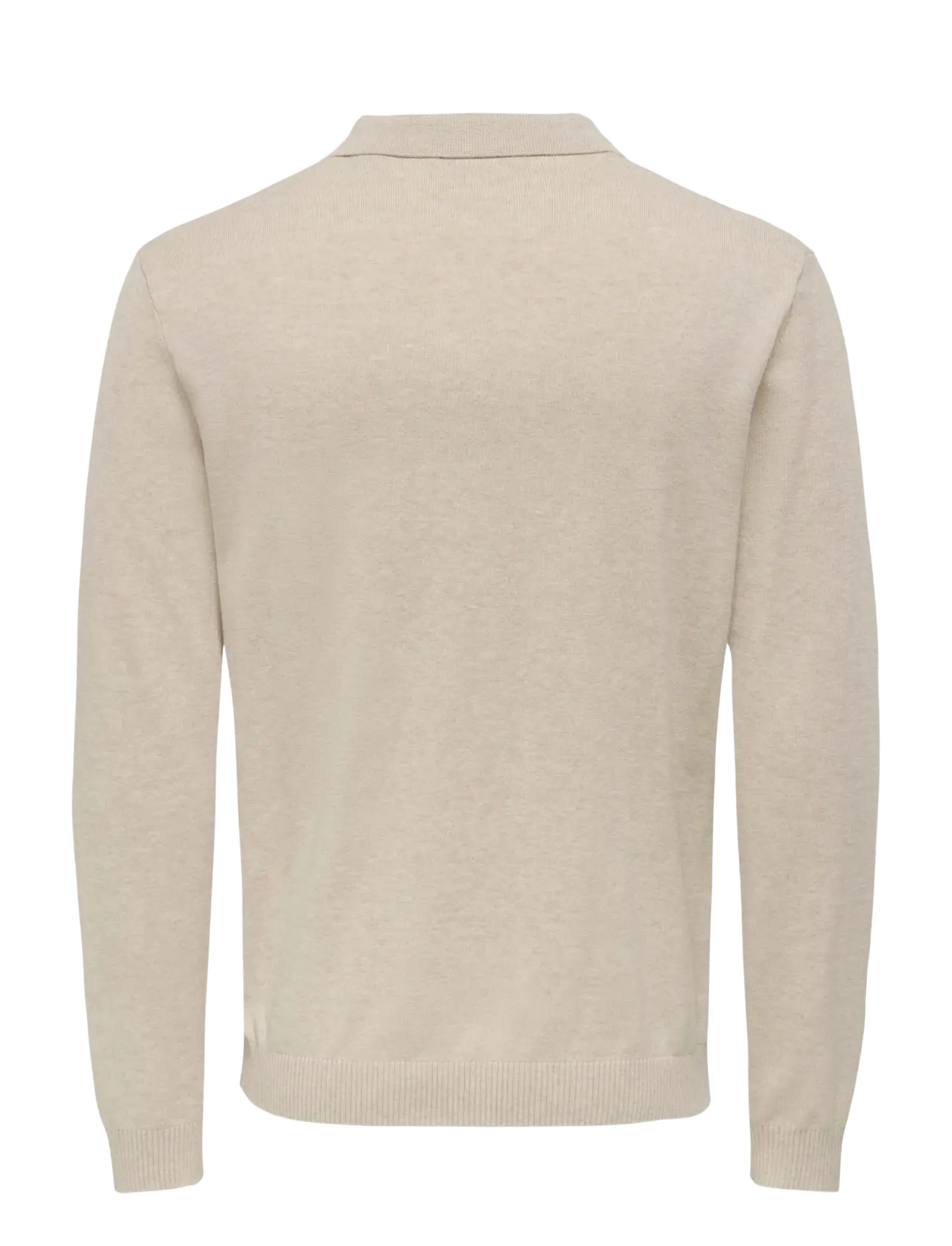 ONLY & SONS - ONSLOUI REG 12 LS MEL POLO KNIT NOOS - oatmeal - 1