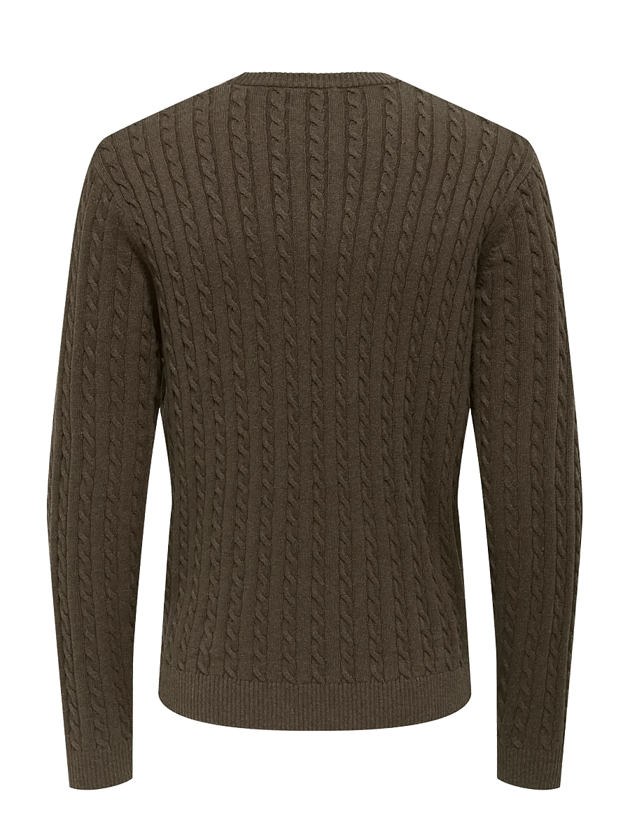 ONLY & SONS - ONSLOUI REG 12 CABEL CREW KNIT NOOS - rundhals - coffee bean - 2