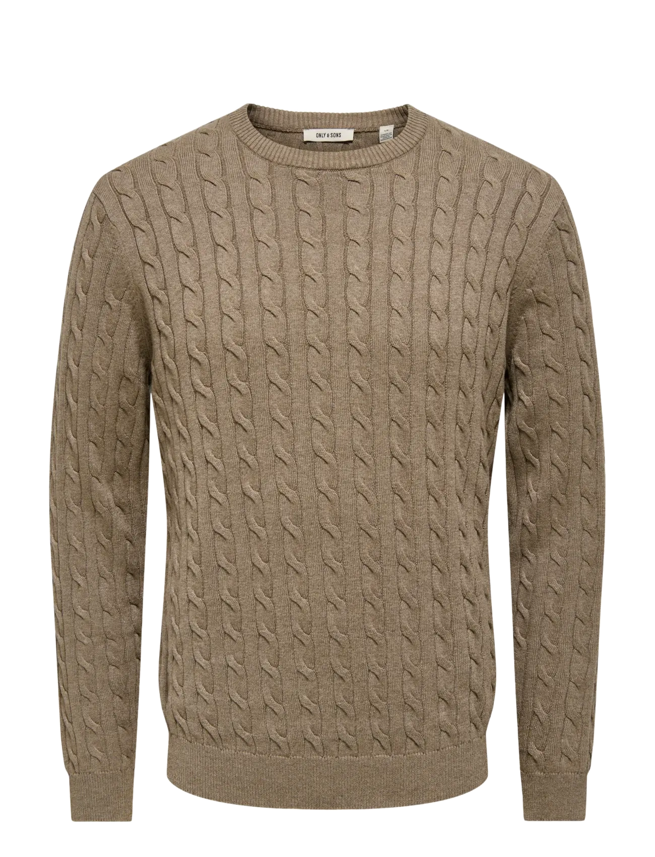 ONLY & SONS - ONSLOUI REG 12 CABEL CREW KNIT NOOS - desert taupe - 1