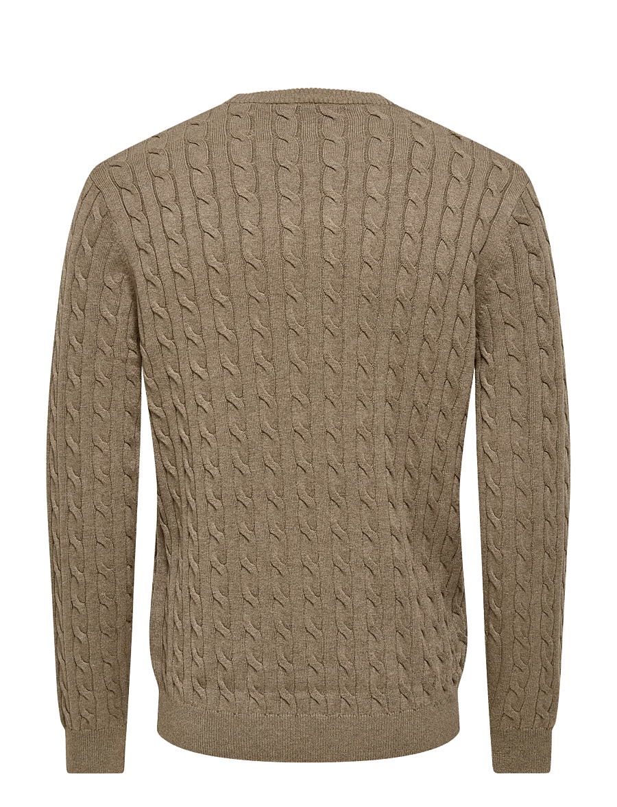ONLY & SONS - ONSLOUI REG 12 CABEL CREW KNIT NOOS - rund hals - desert taupe - 2