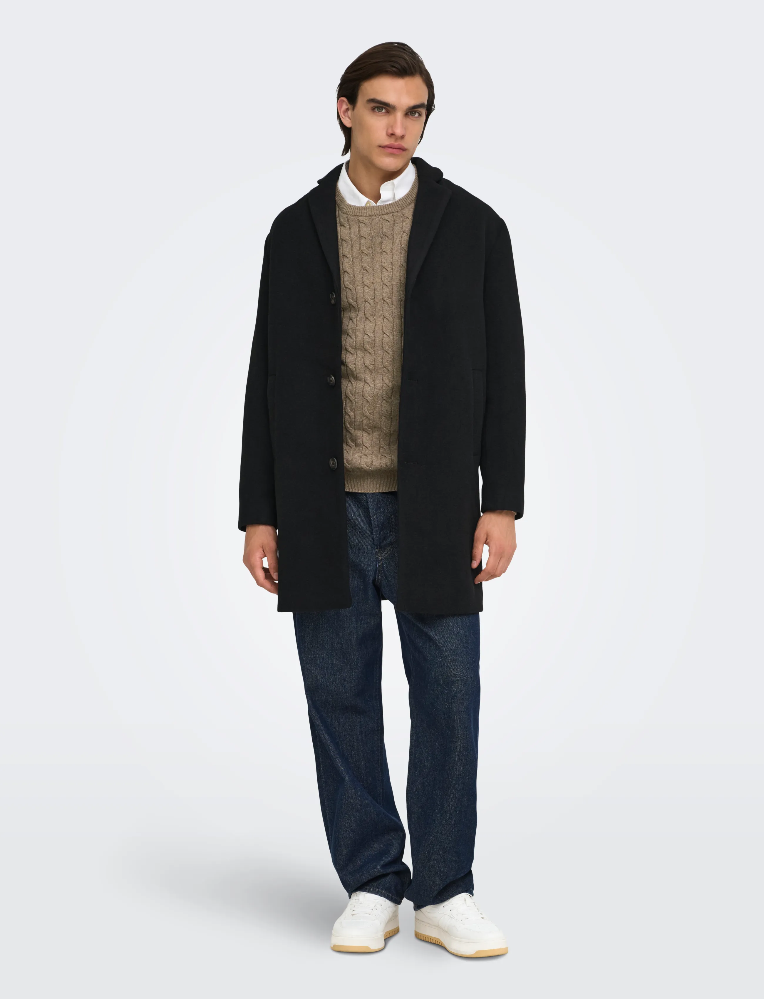 ONLY & SONS - ONSLOUI REG 12 CABEL CREW KNIT NOOS - desert taupe - 4