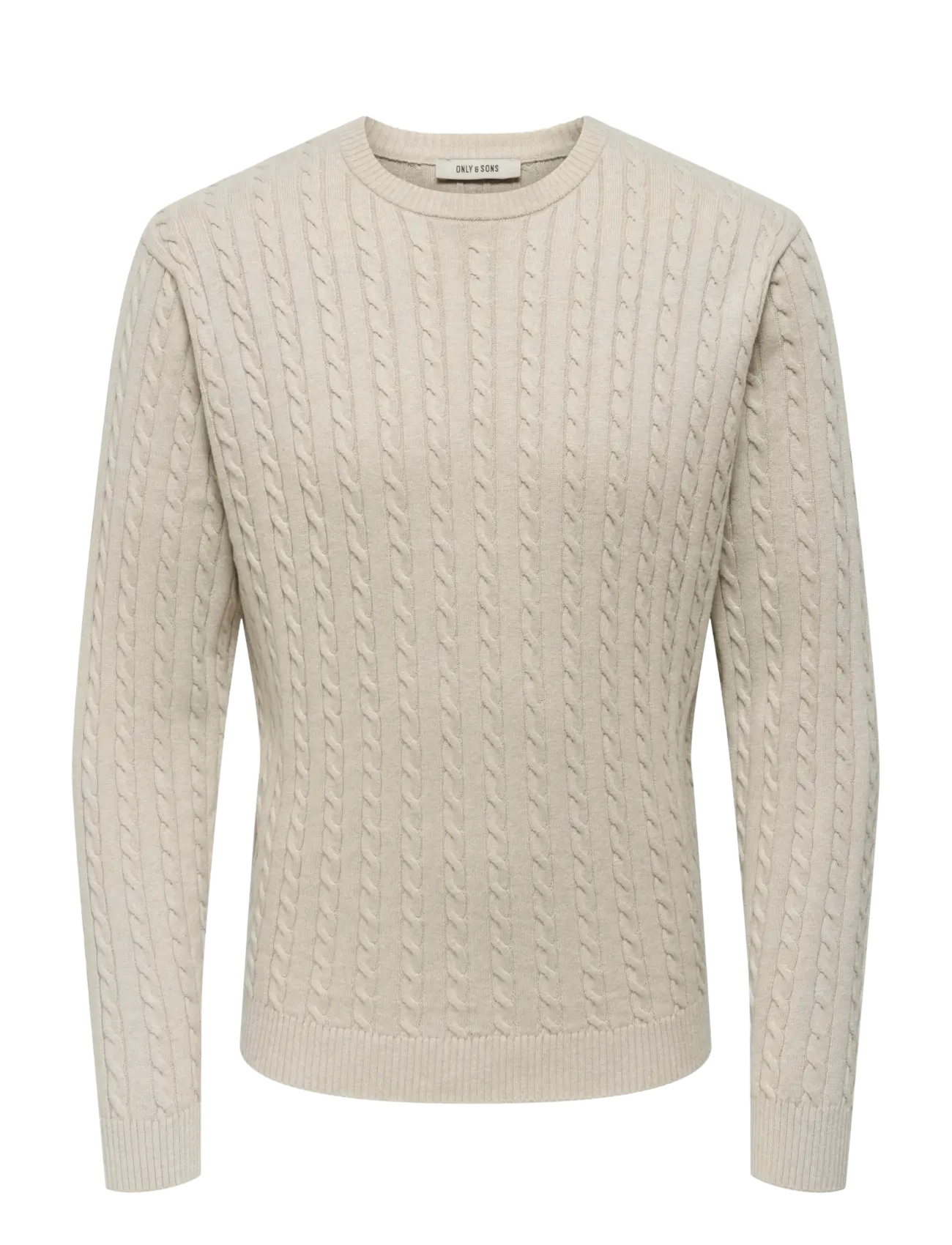 ONLY & SONS ONSLOUI REG 12 CABEL CREW KNIT NOOS - Knitwear - OATMEAL / beige