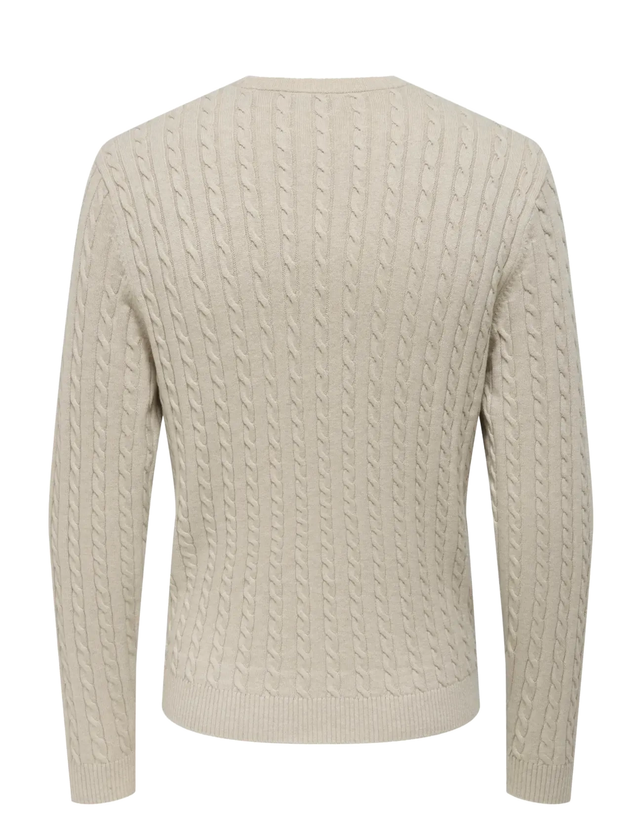 ONLY & SONS - ONSLOUI REG 12 CABEL CREW KNIT NOOS - round necks - oatmeal - 2