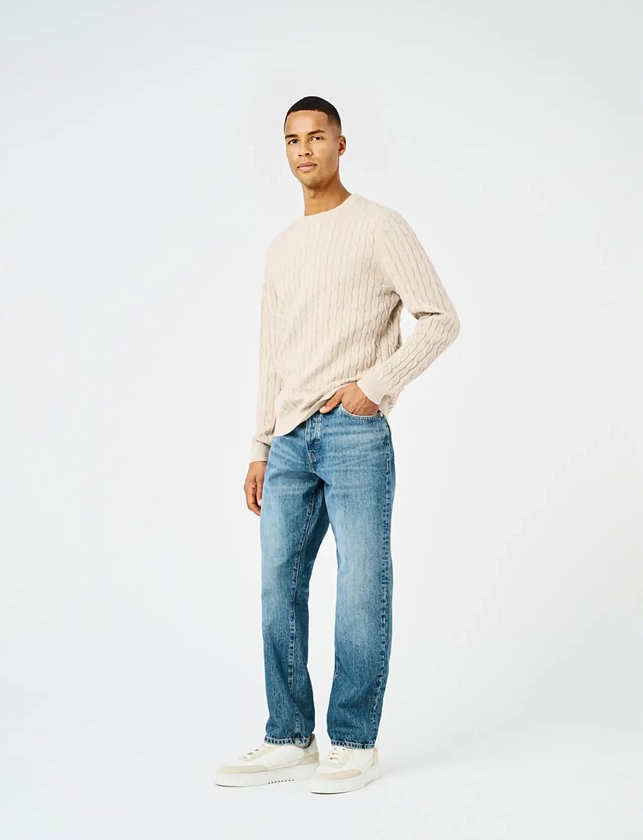 ONLY & SONS - ONSLOUI REG 12 CABEL CREW KNIT NOOS - round necks - oatmeal - 0
