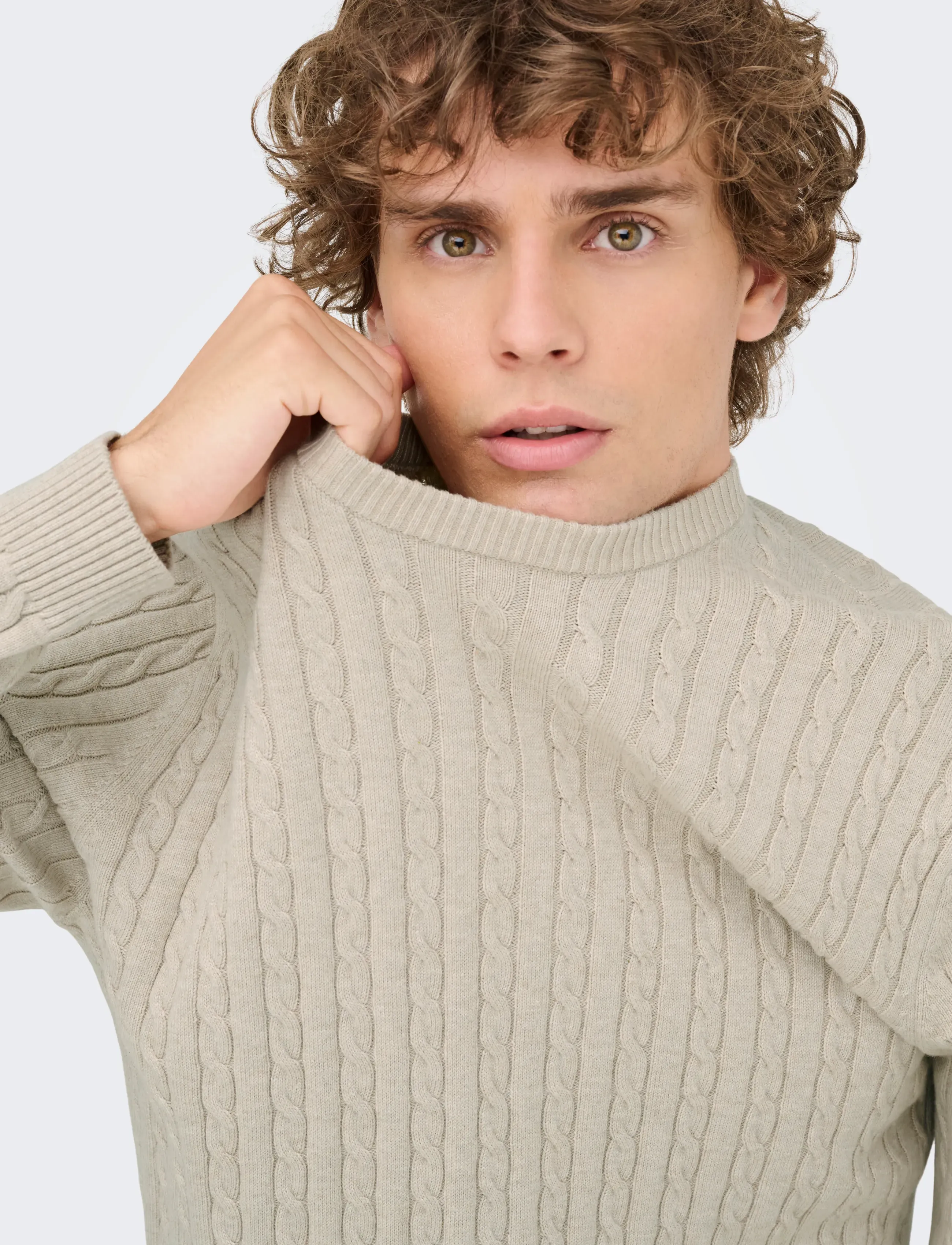 ONLY & SONS Onsloui Reg 12 Cabel Crew Knit Noos stickade tröjor herr – bild 6