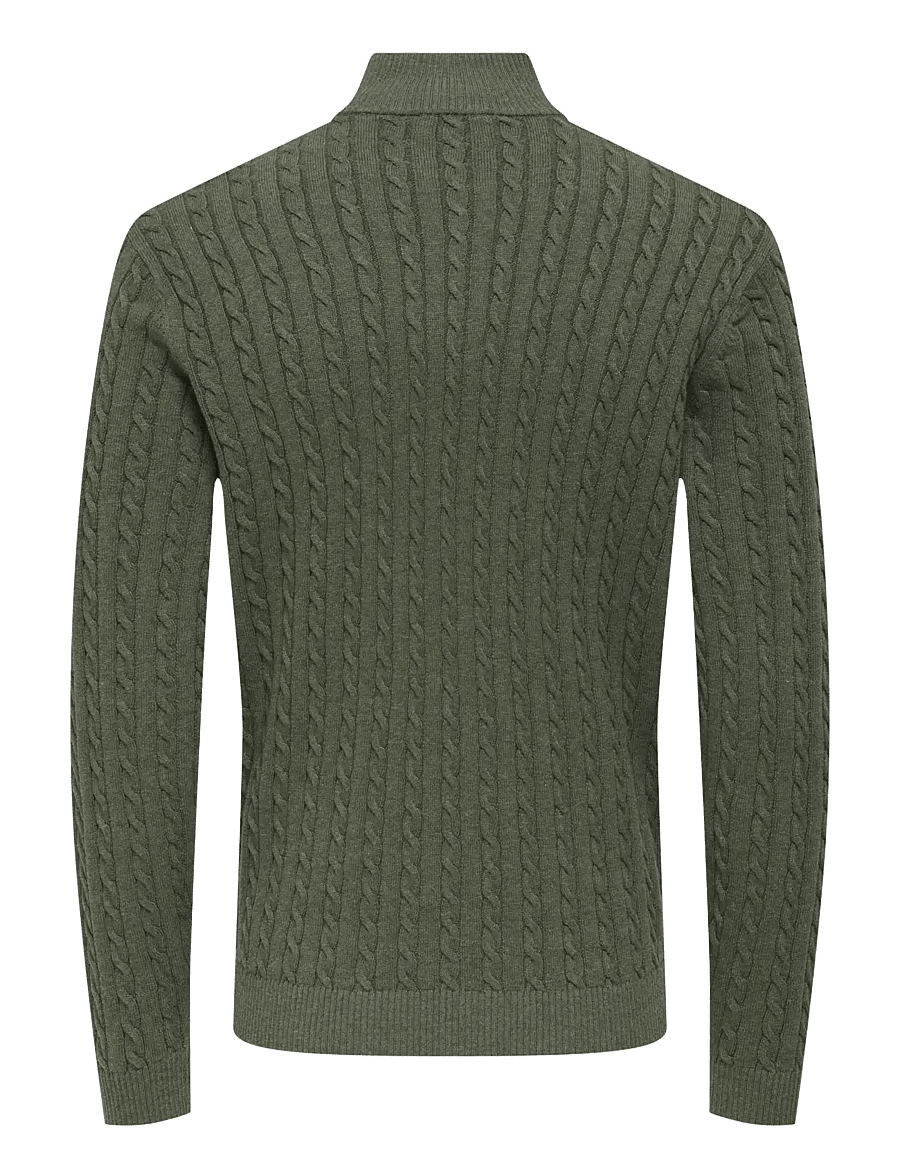 ONLY & SONS - ONSLOUI REG 12 CABEL HALF ZIP KNIT NOOS - half zip jumpers - castor gray - 2
