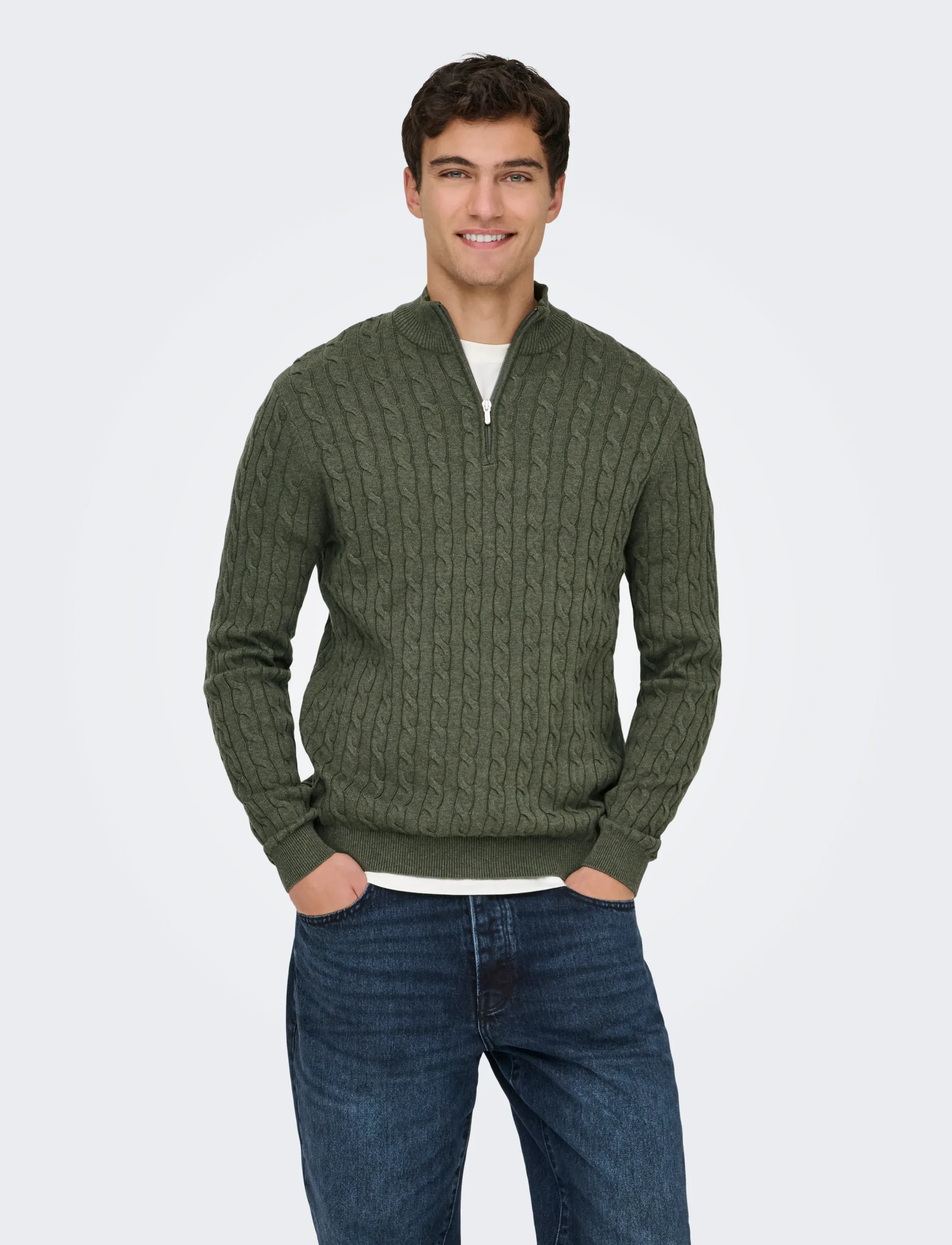 Onsloui Reg 12 Cabel Half Zip Knit Noos