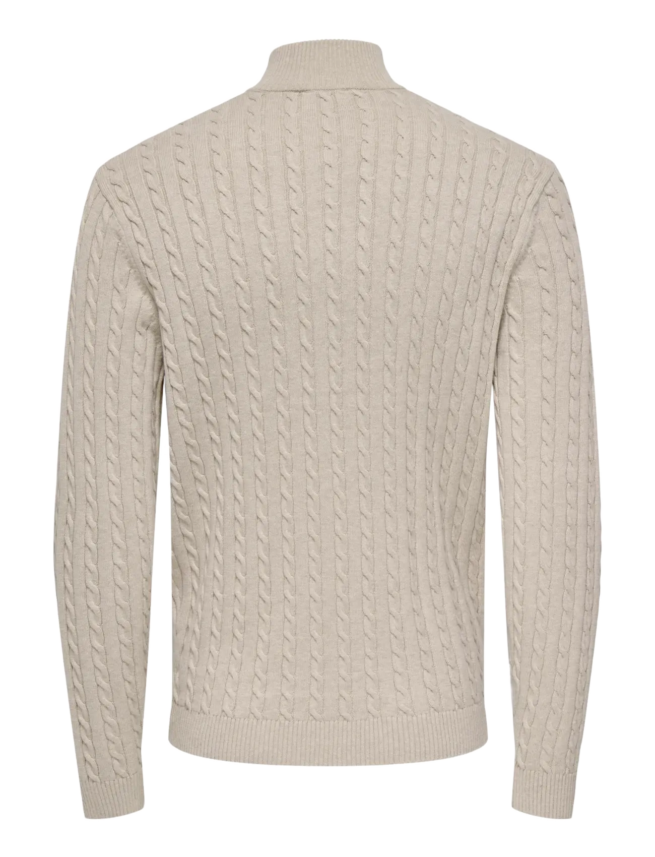 ONLY & SONS - ONSLOUI REG 12 CABEL HALF ZIP KNIT NOOS - half zip jumpers - oatmeal - 2