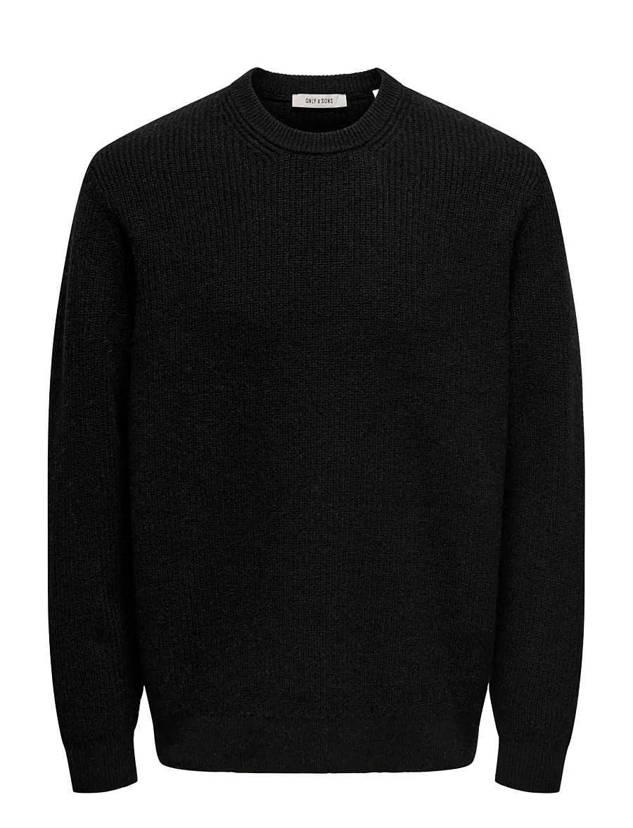 ONLY & SONS - ONSJIM RLX MERINO CREW KNIT - rund hals - black - 0