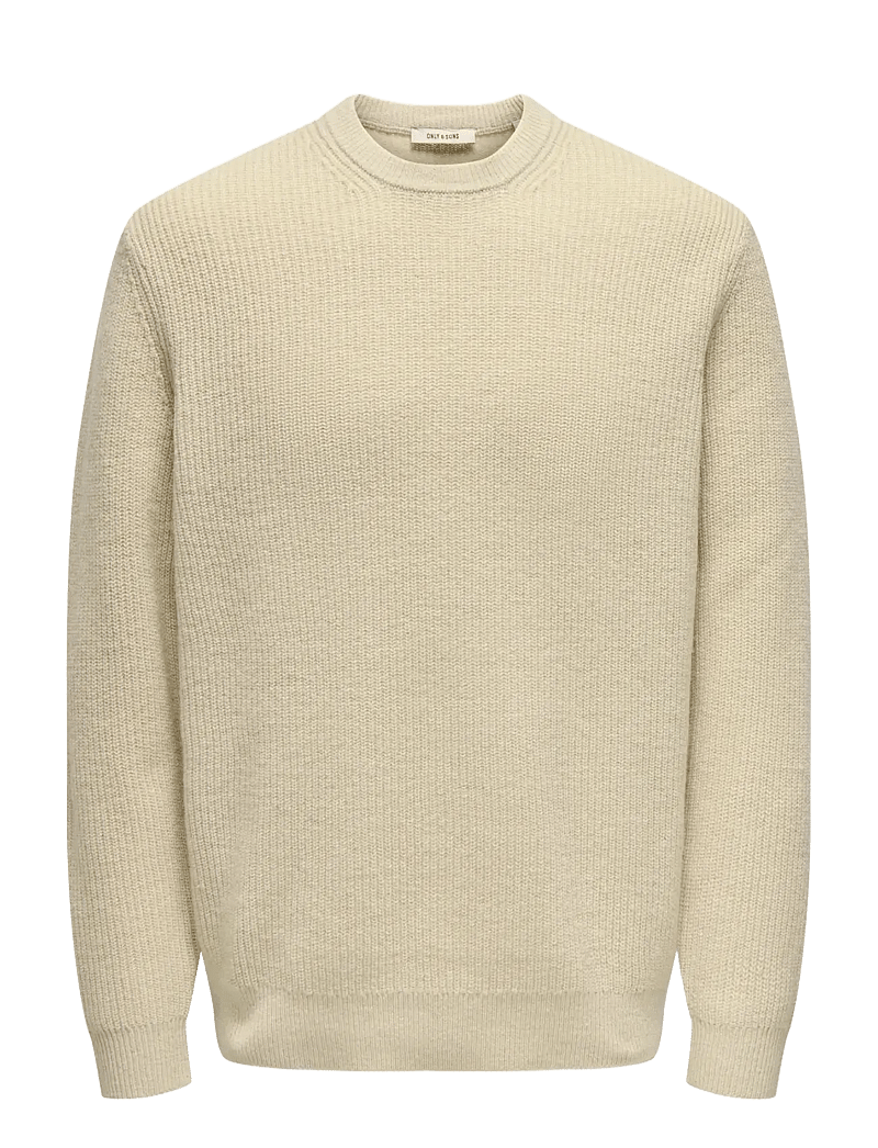 ONLY & SONS - ONSJIM RLX MERINO CREW KNIT - rund hals - oatmeal - 0