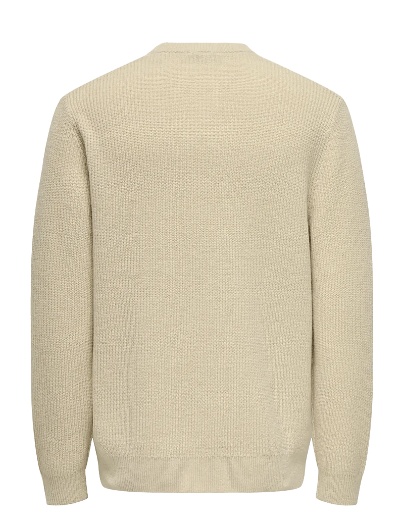 ONLY & SONS - ONSJIM RLX MERINO CREW KNIT - rund hals - oatmeal - 1