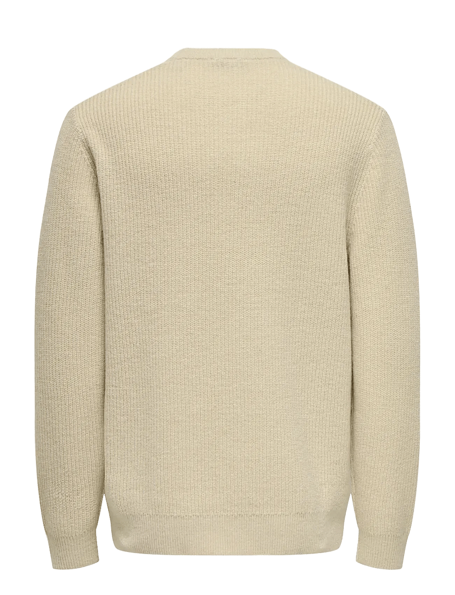 ONLY & SONS - ONSJIM RLX MERINO CREW KNIT - pyöreäaukkoiset - oatmeal - 1