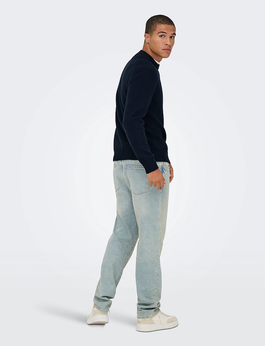 ONLY & SONS - ONSJAMES RLX CREW KNIT NOOS - Ümara kaelusega - dark sapphire - 3