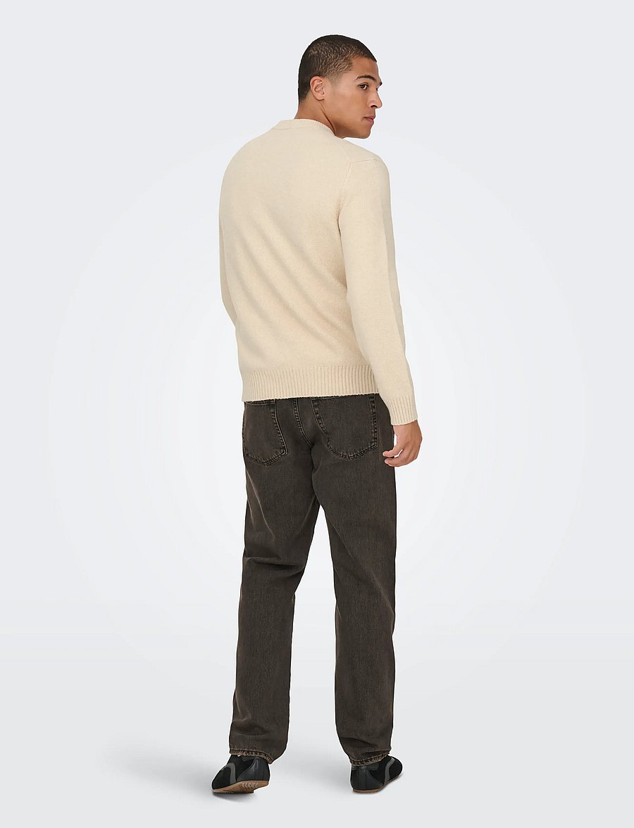 ONLY & SONS - ONSJAMES RLX CREW KNIT NOOS - Ümara kaelusega - oatmeal - 3