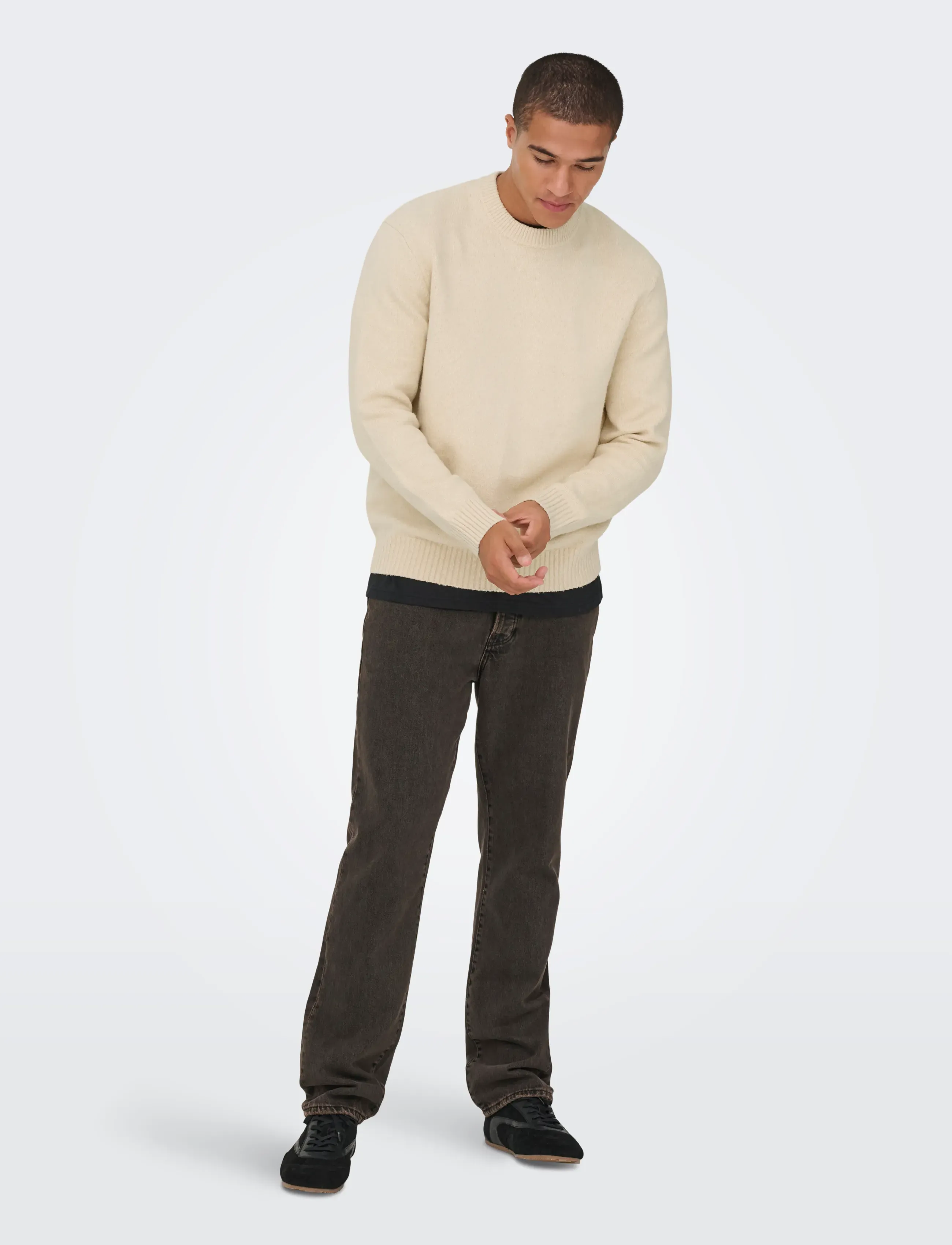 ONLY & SONS - ONSJAMES RLX CREW KNIT NOOS - rund hals - oatmeal - 4
