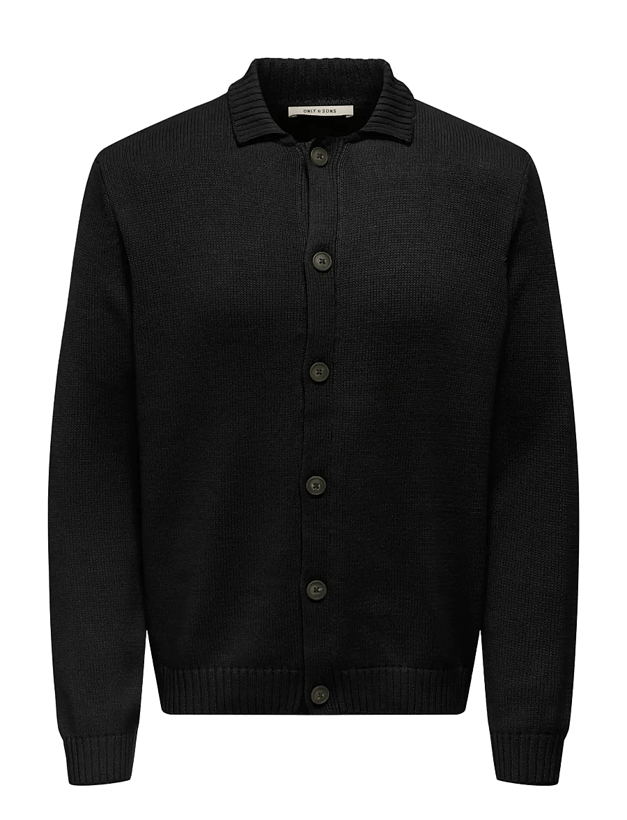 ONLY & SONS - ONSJACOB REG LS CARDIGAN KNIT - cardigans - black - 1