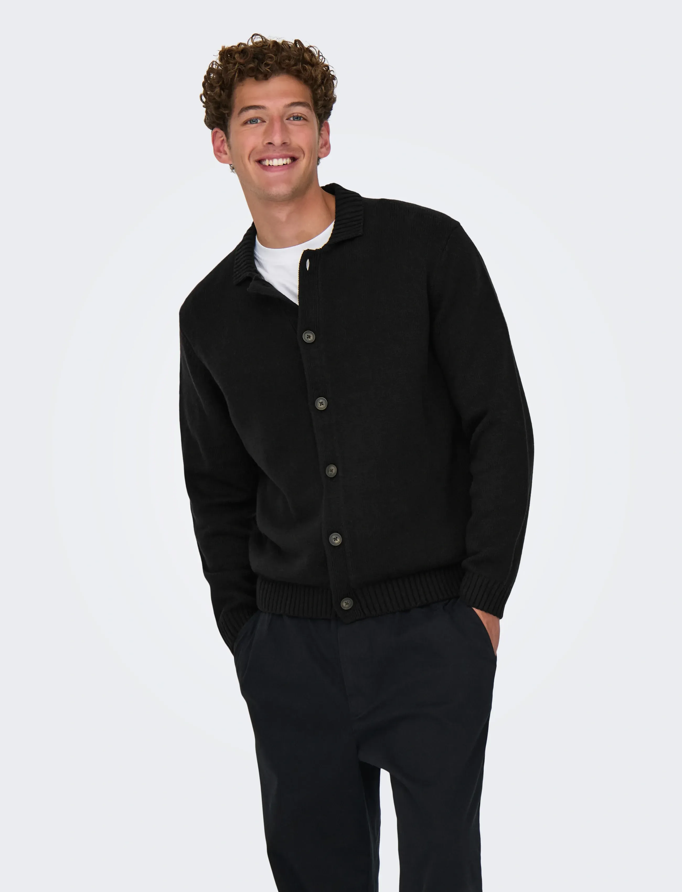 ONLY & SONS ONSJACOB REG LS CARDIGAN KNIT - Looks for less - BLACK / black