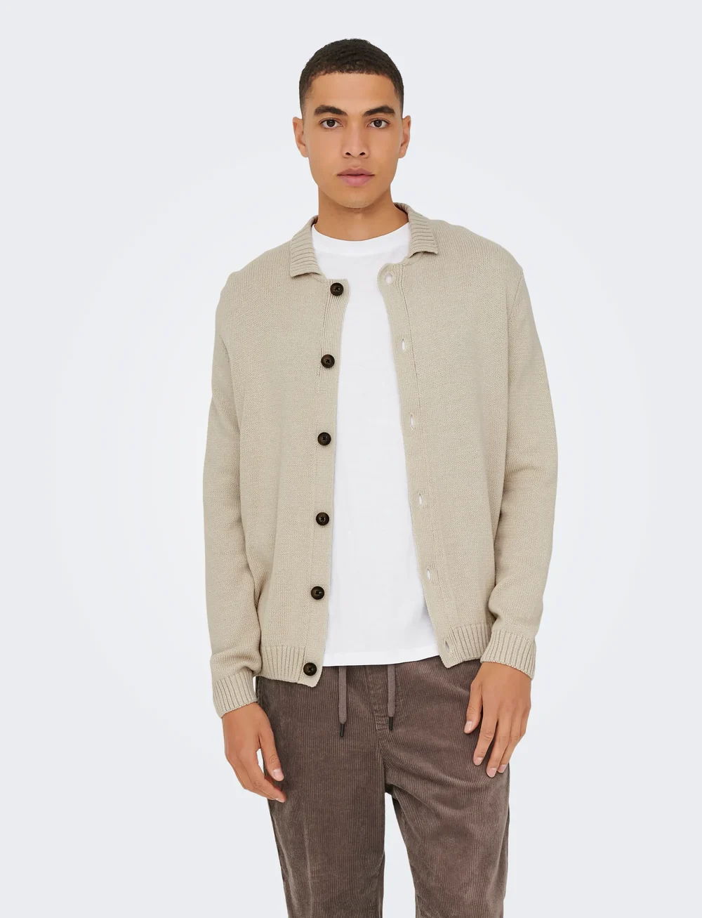 ONLY & SONS - ONSJACOB REG LS CARDIGAN KNIT - neuletakit - silver lining - 0