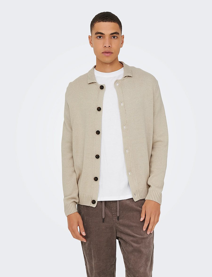 ONLY & SONS - ONSJACOB REG LS CARDIGAN KNIT - cardigans - silver lining - 0