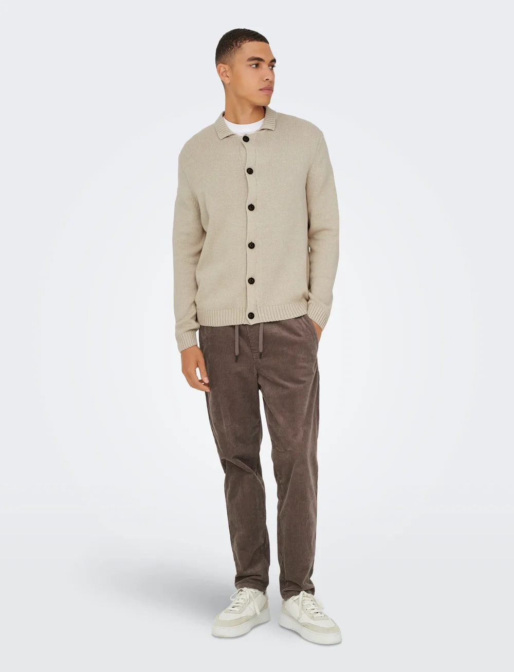 ONLY & SONS - ONSJACOB REG LS CARDIGAN KNIT - neuletakit - silver lining - 4
