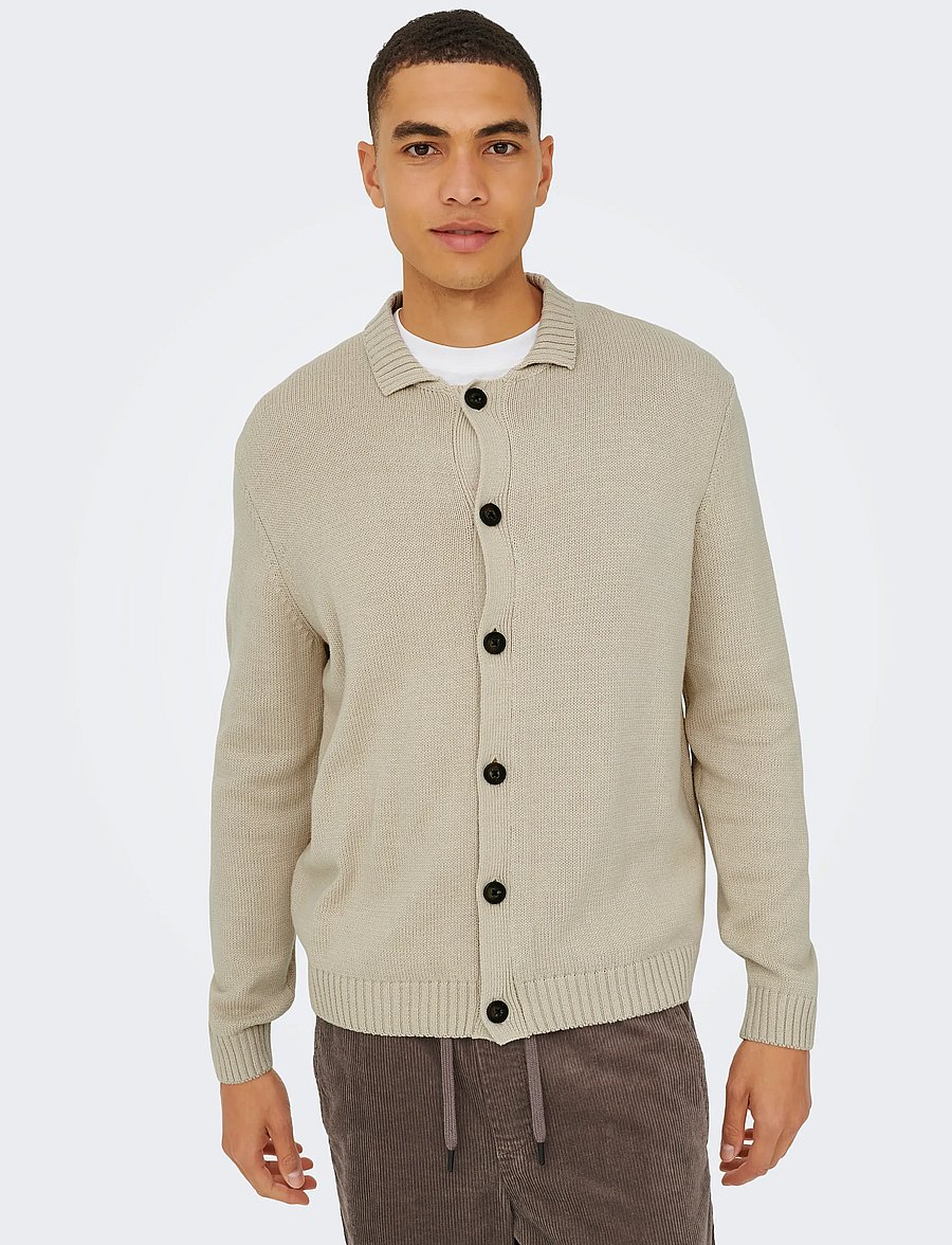 ONLY & SONS - ONSJACOB REG LS CARDIGAN KNIT - cardigans - silver lining - 5
