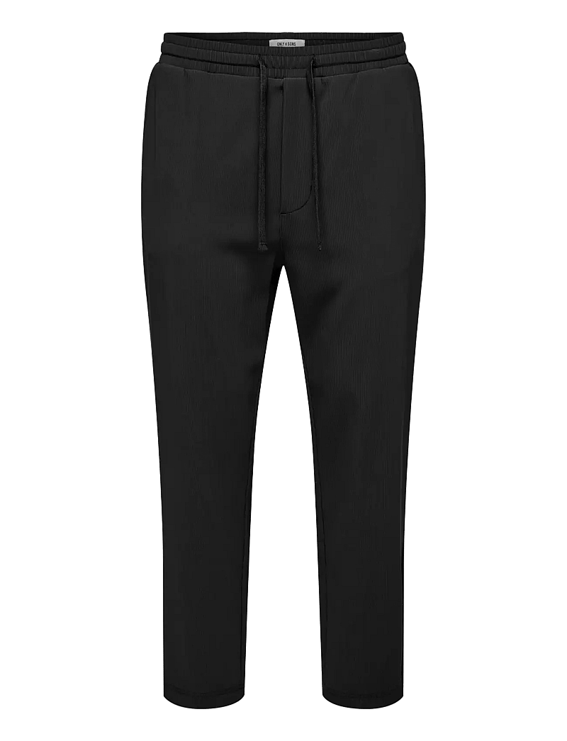 ONLY & SONS - ONSPLI PLISSE CROPPED DILO PANT - tapered jeans - jet black - 1