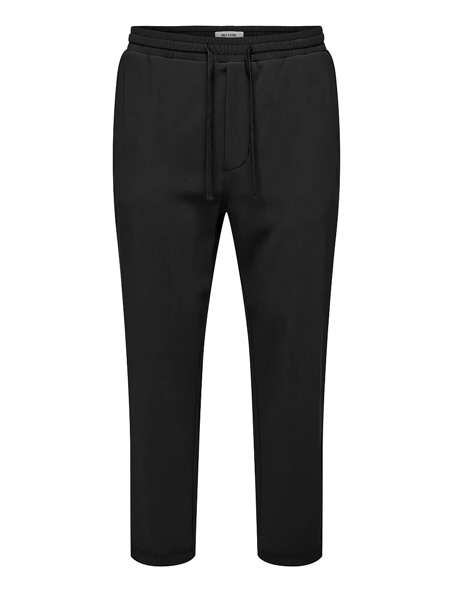 ONLY & SONS - ONSPLI PLISSE CROPPED DILO PANT - tapered jeans - jet black - 1