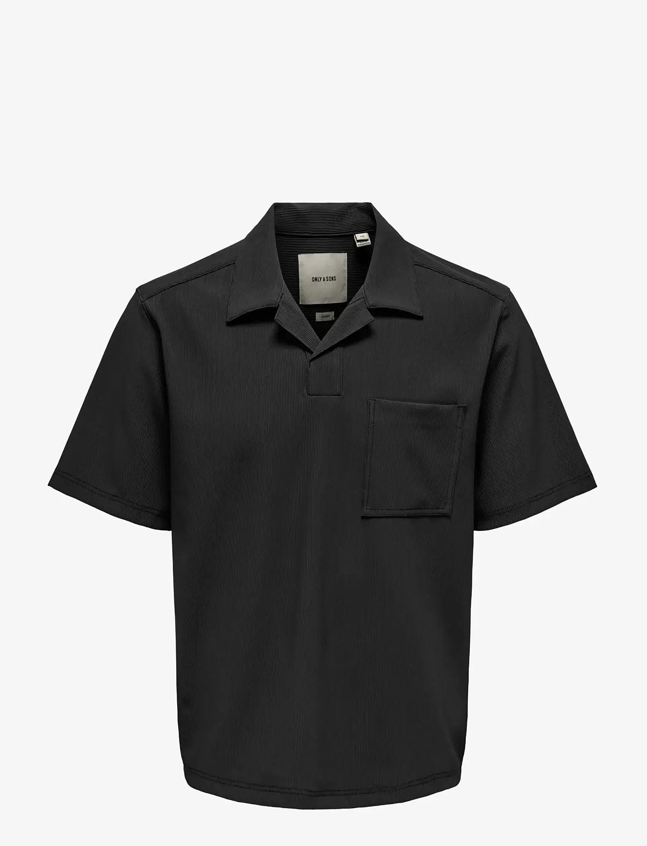 ONLY & SONS - ONSPLI PLISSE SHIRT - kortärmade pikéer - jet black - 1