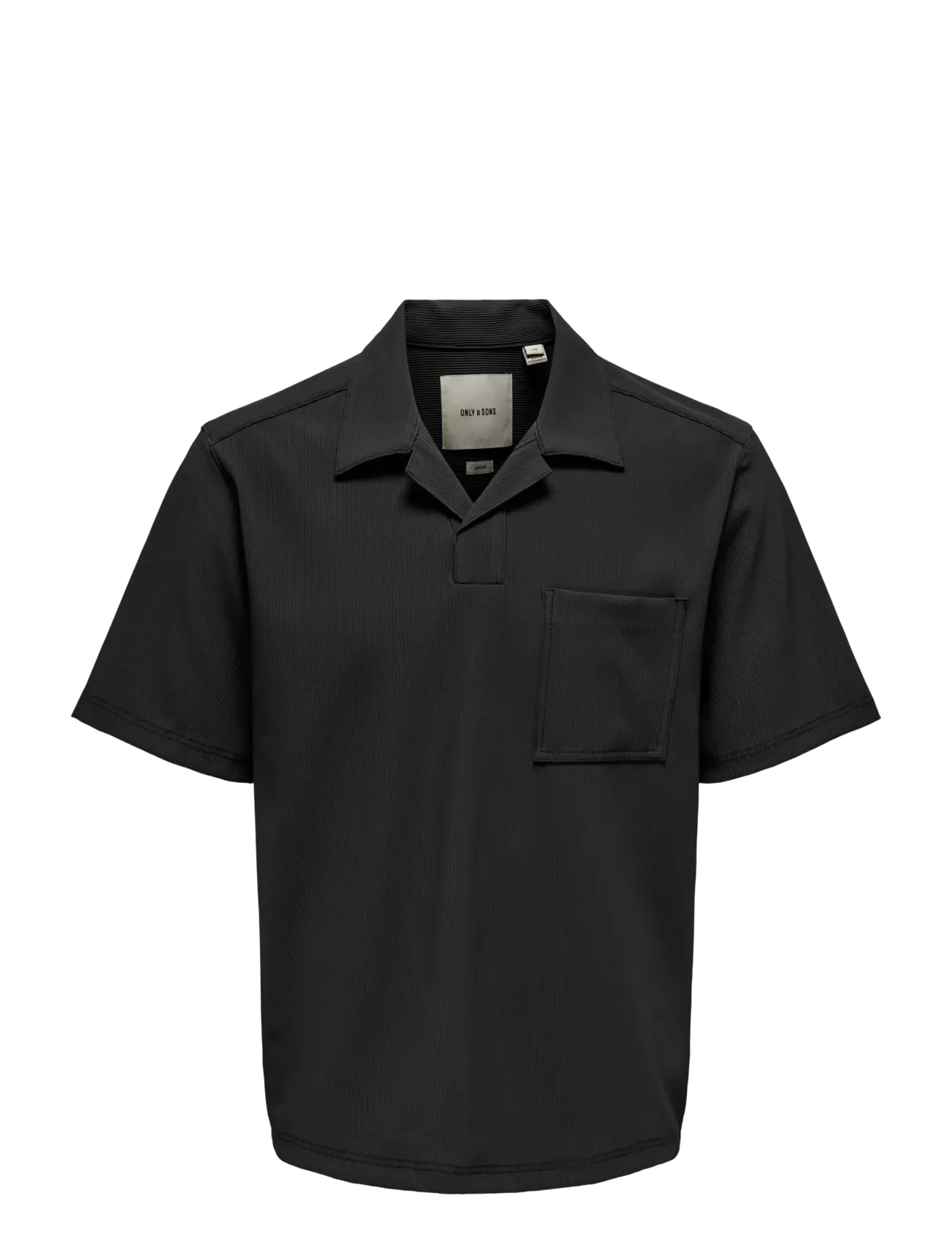 ONLY & SONS ONSPLI PLISSE SHIRT - Kurzärmelig - JET BLACK / black