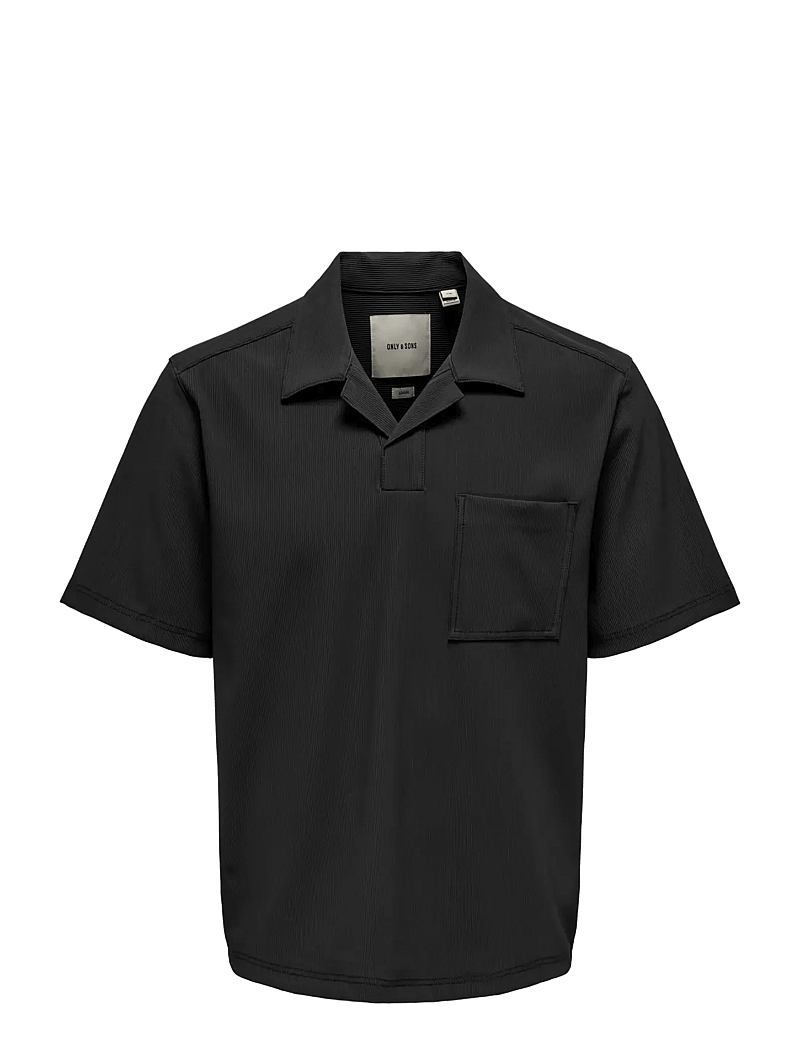 ONLY & SONS - ONSPLI PLISSE SHIRT - kurzärmelig - jet black - 1