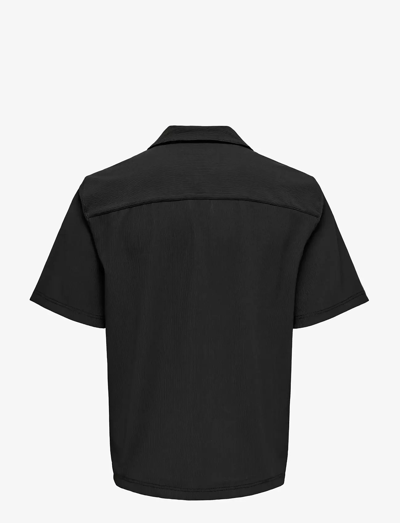 ONLY & SONS - ONSPLI PLISSE SHIRT - kortärmade pikéer - jet black - 2