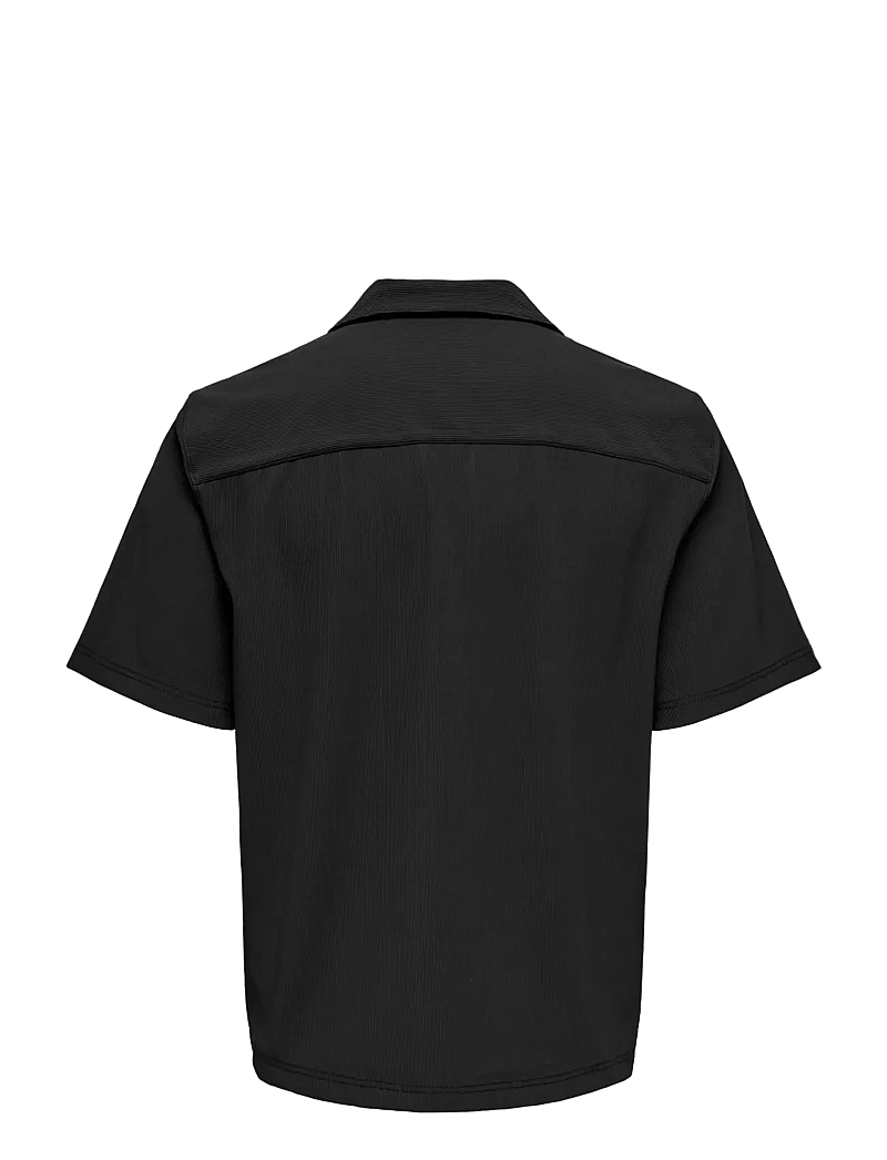 ONLY & SONS - ONSPLI PLISSE SHIRT - kurzärmelig - jet black - 2