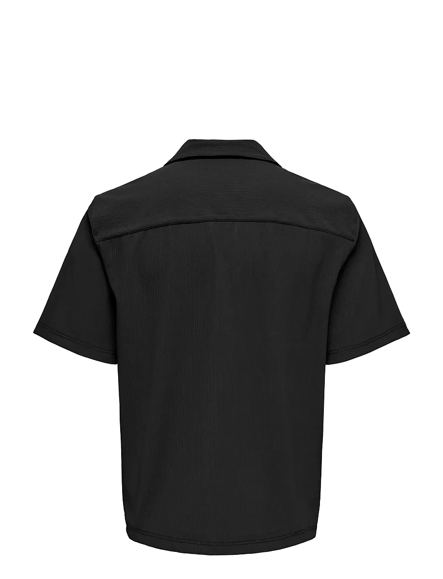 ONLY & SONS - ONSPLI PLISSE SHIRT - kurzärmelig - jet black - 2