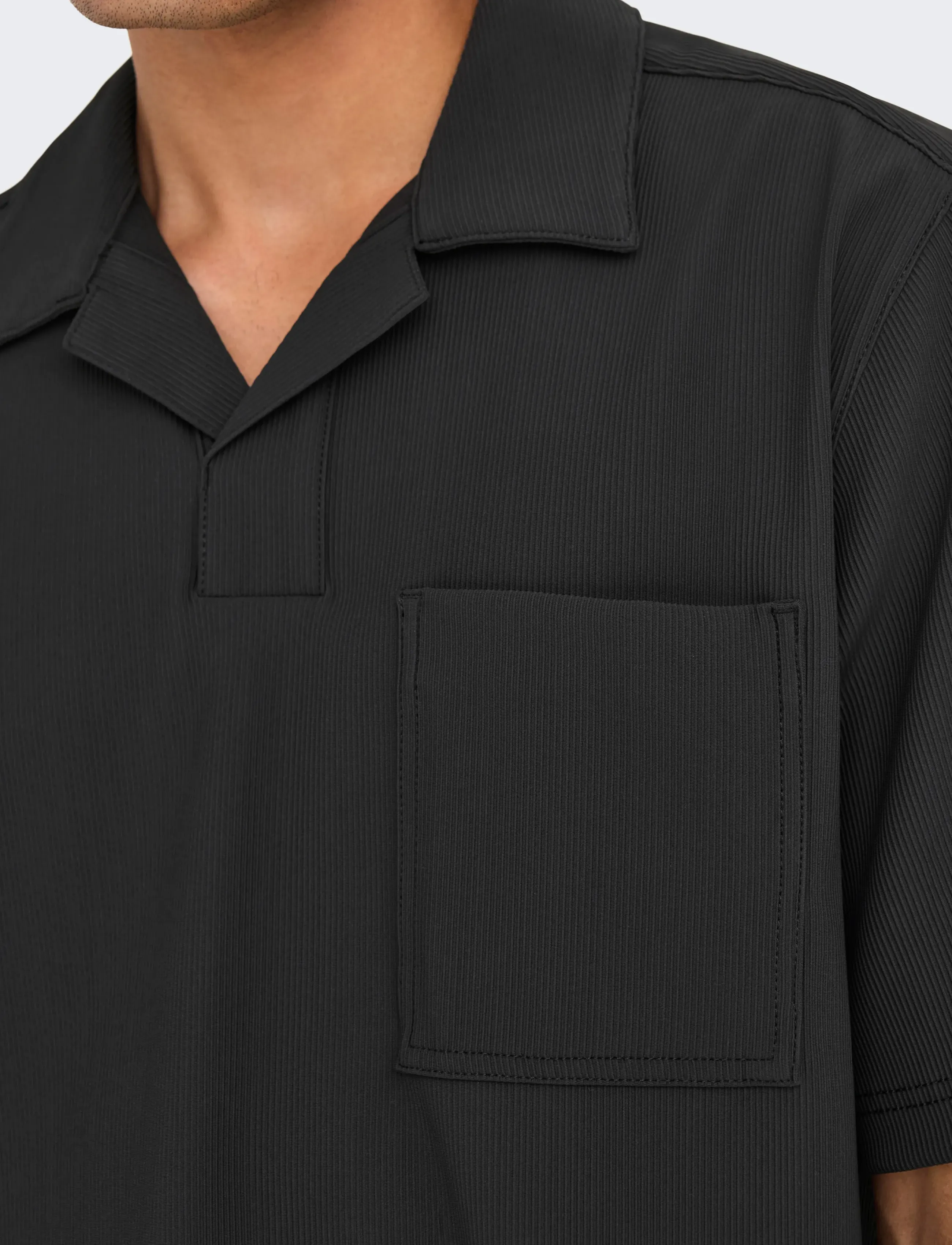 ONLY & SONS - ONSPLI PLISSE SHIRT - najniższe ceny - jet black - 5