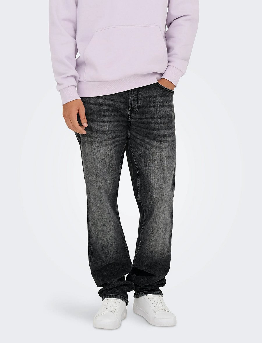 ONLY & SONS - ONSEDGE PERFORMANCE WB 3824 DOT DNM NOOS - tavalised teksad - washed black - 0