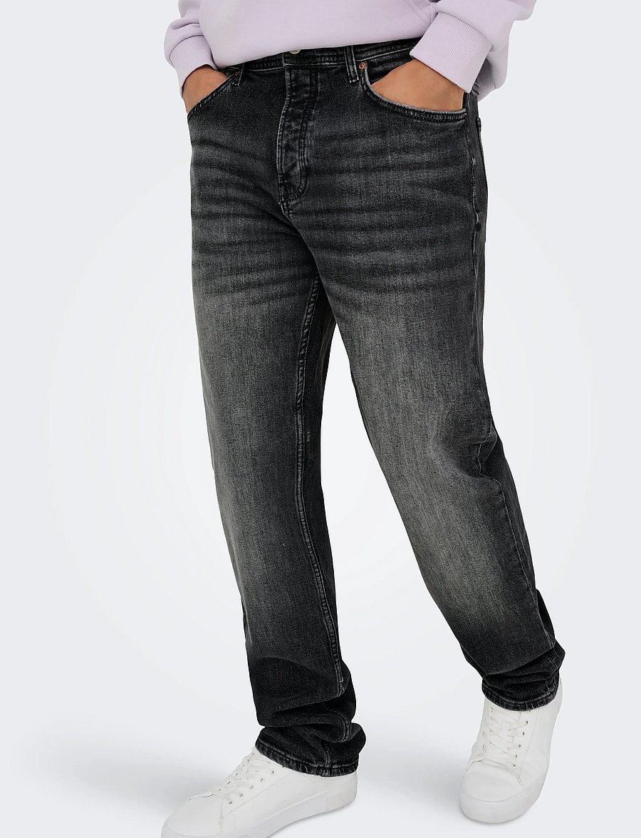 ONLY & SONS - ONSEDGE PERFORMANCE WB 3824 DOT DNM NOOS - tavalised teksad - washed black - 5