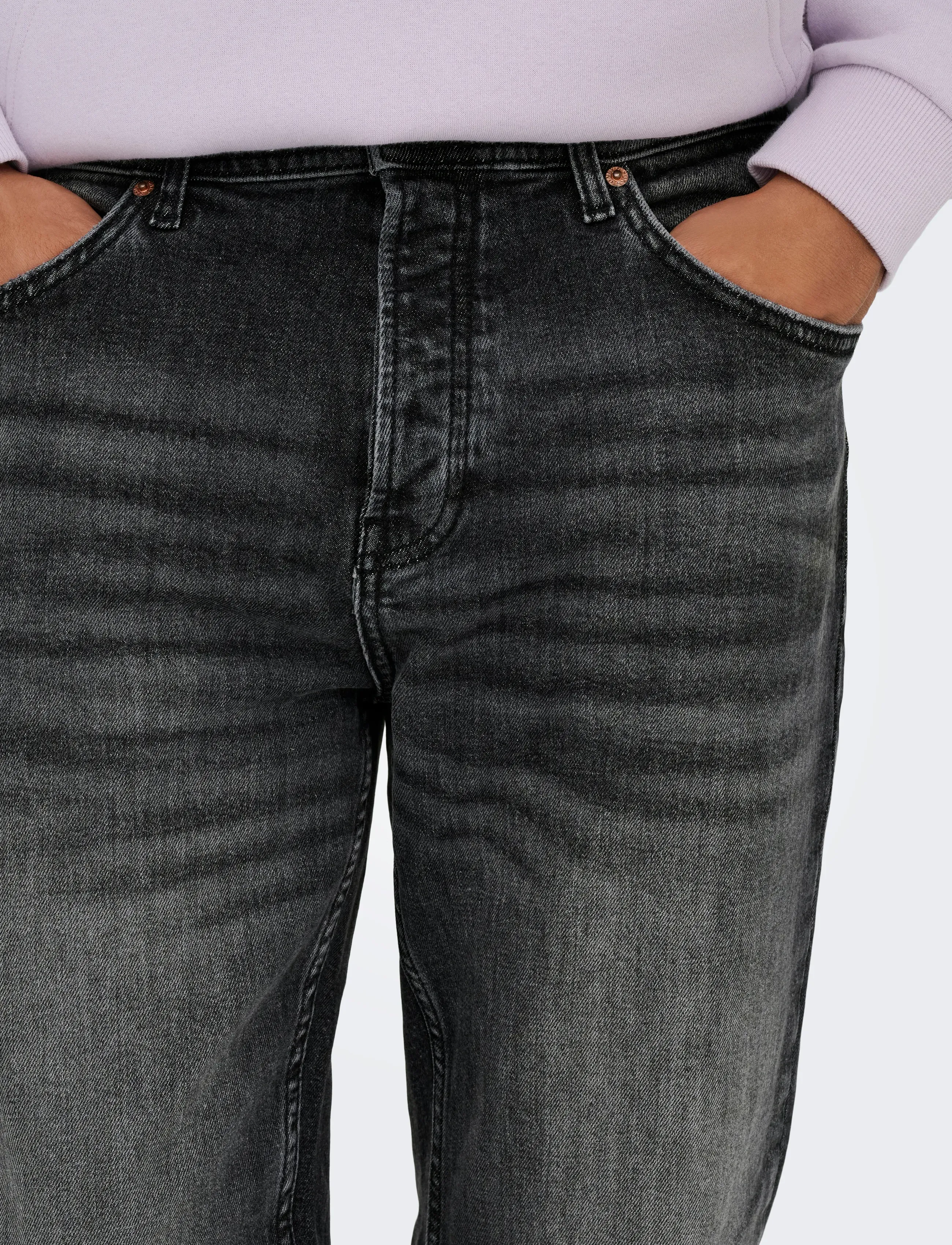 ONLY & SONS ONSEDGE PERFORMANCE WB 3824 DOT DNM NOOS - Kläder - WASHED BLACK / black
