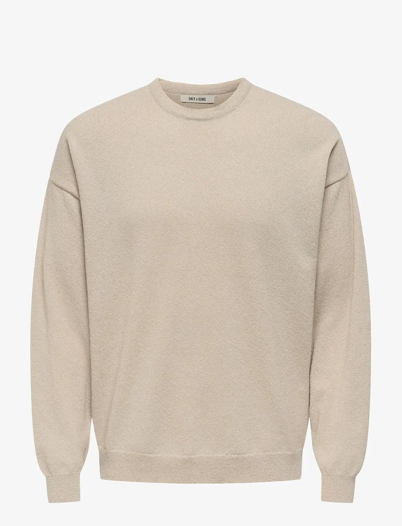 ONLY & SONS - ONSJOB RLX LS BOUCLE CREW KNIT - kollektioner - silver lining - 0