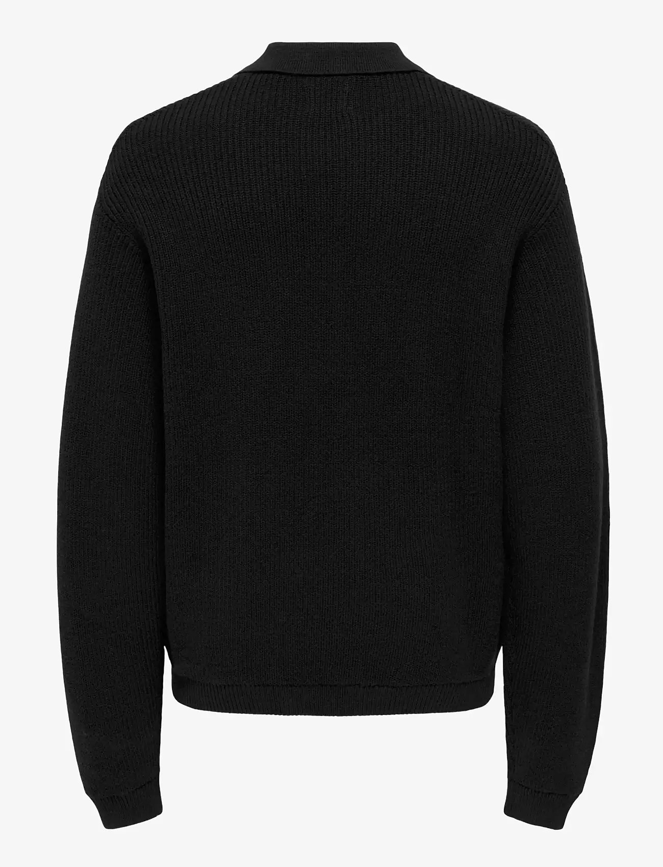 ONLY & SONS - ONSKAISER RLX LS 1/2 ZIP POLO KNIT NOOS - long-sleeved knitted polos - black - 1