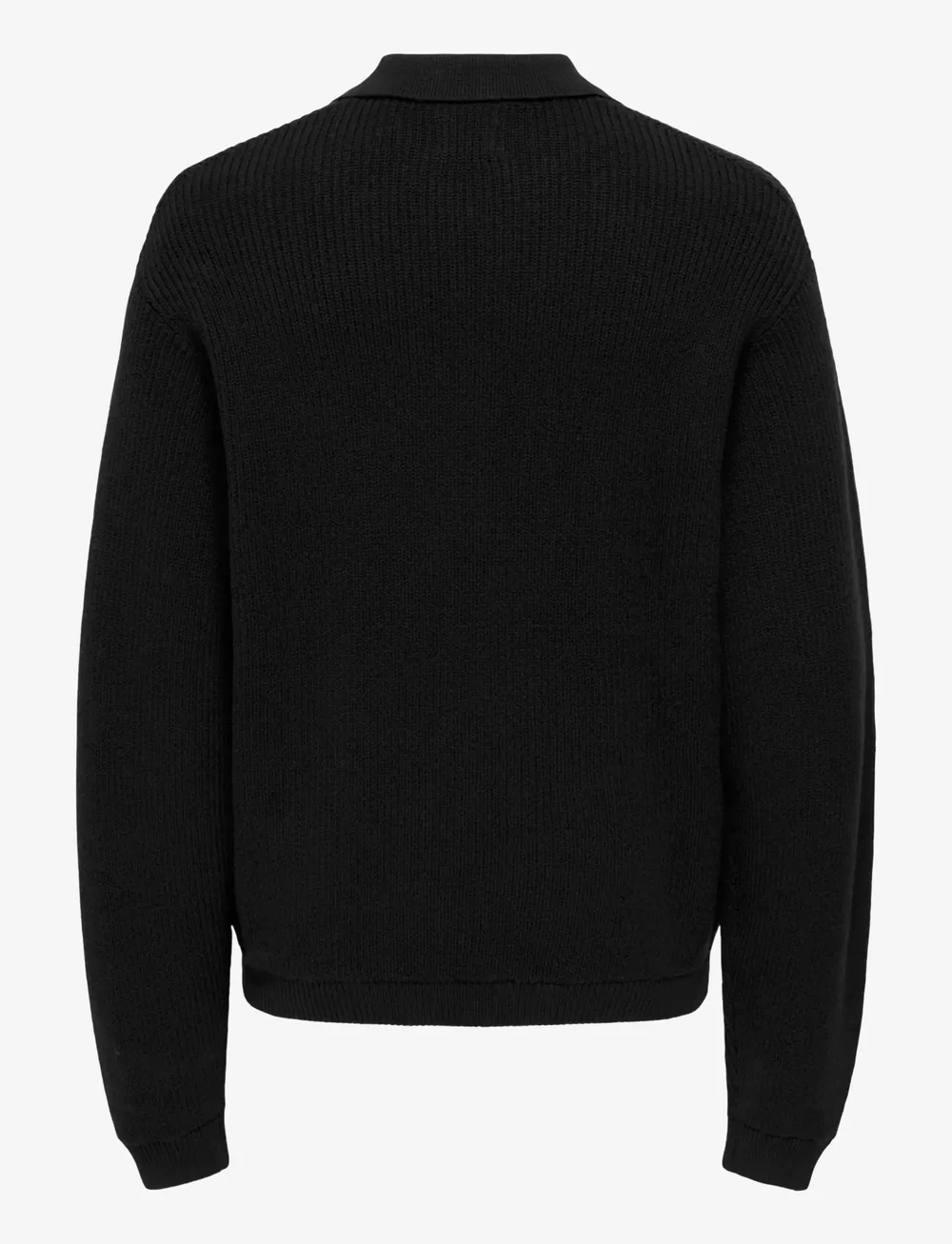 ONLY & SONS - ONSKAISER RLX LS 1/2 ZIP POLO KNIT NOOS - adīti polo krekli ar garām piedurknēm - black - 1