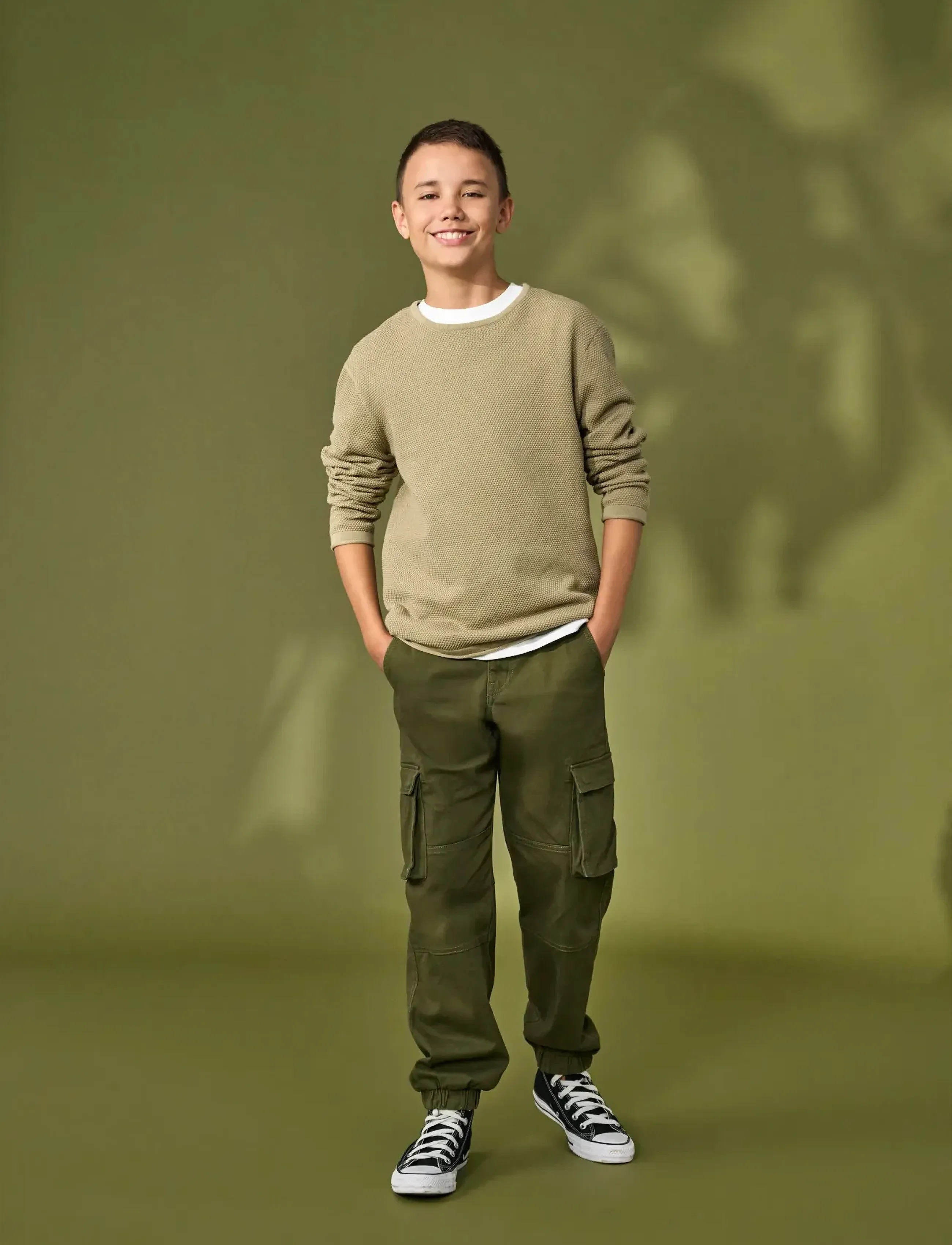ONLY & SONS Osjpanter Reg Crew Knit Noos, 122-128, Beige, Strik > Pullovere, Børn