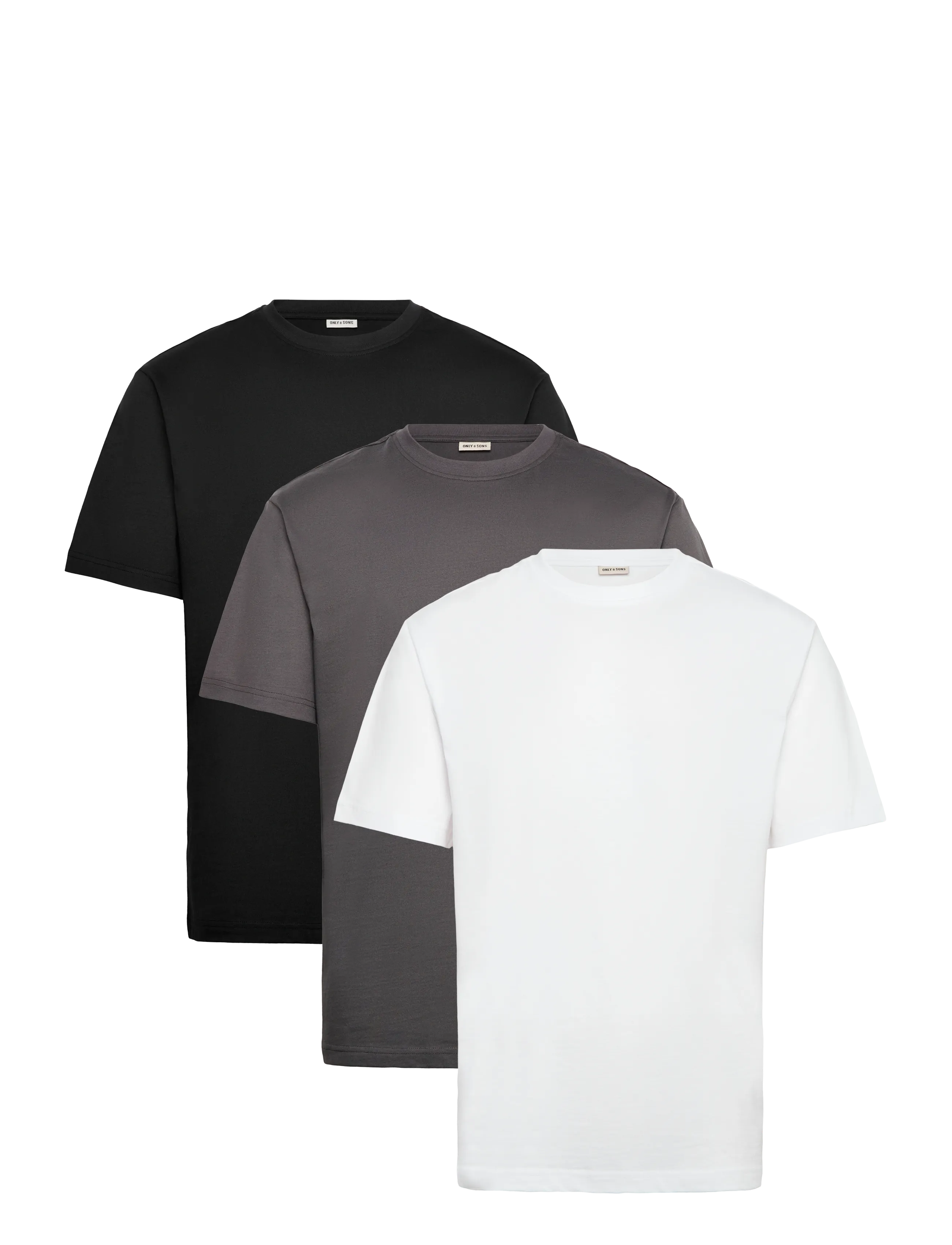 ONLY & SONS Onsfred Life Rlx Ss Tee 3Pack, Mænd, Afslappet Pasform T-shirt 3-Pak, Sort, Str: S
