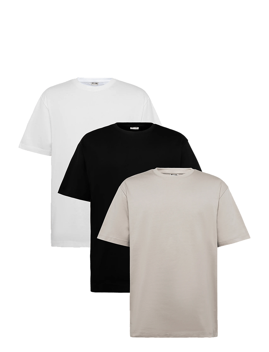ONLY & SONS - ONSFRED LIFE RLX SS TEE 3PACK - lühikeste varrukatega t-särgid - black - 0