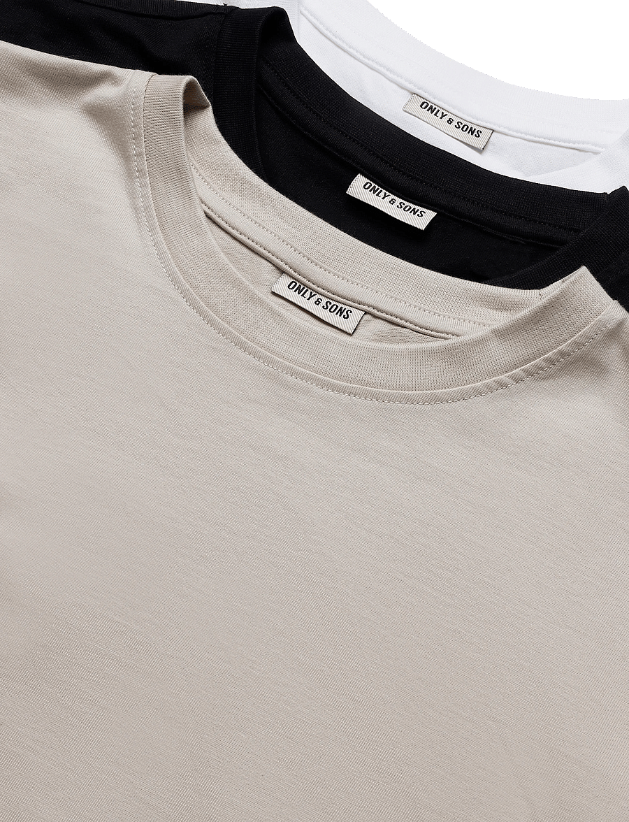 ONLY & SONS - ONSFRED LIFE RLX SS TEE 3PACK - lühikeste varrukatega t-särgid - black - 2