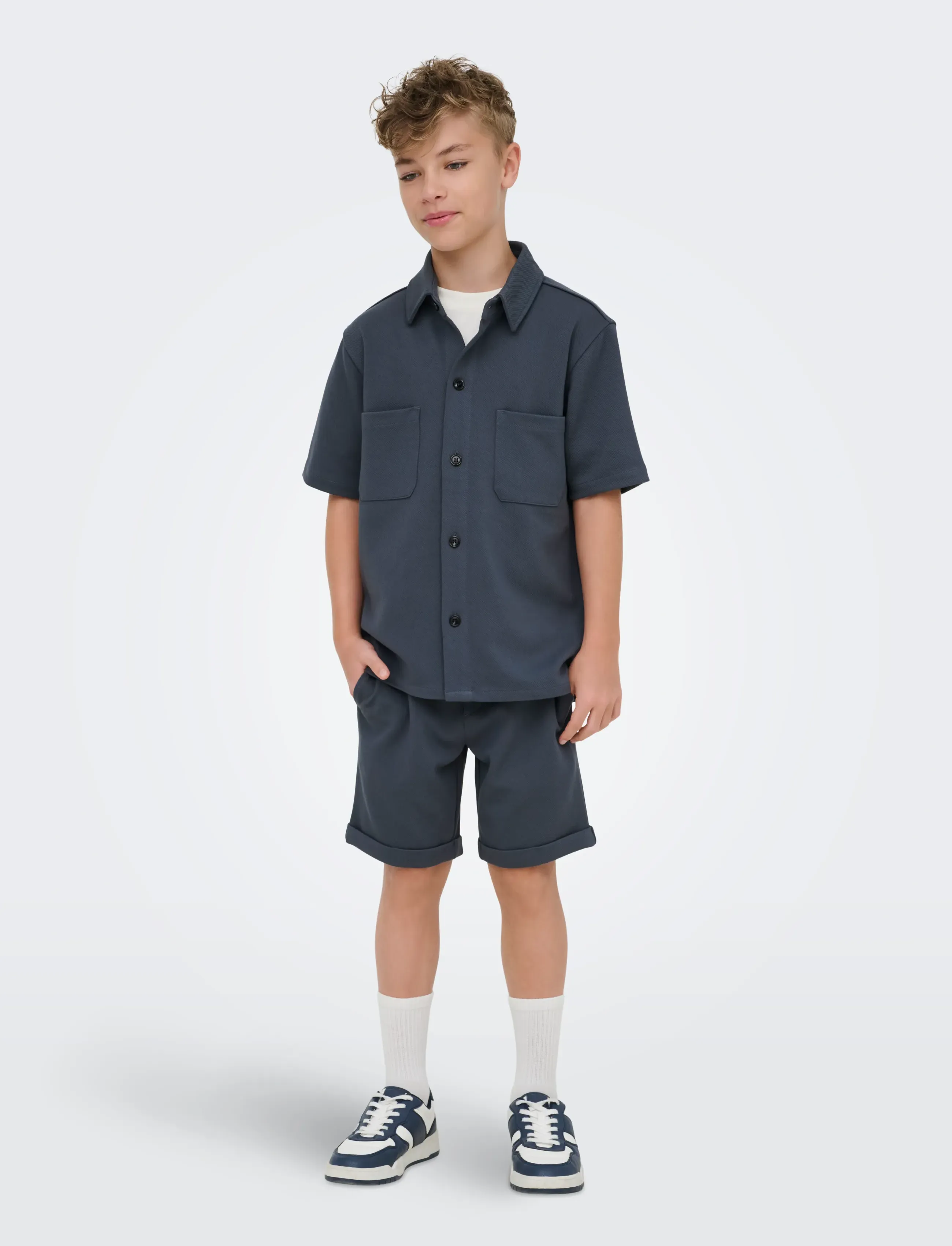 ONLY & SONS - OSJNEW KODYL REG SS SHIRT SWT NOOS - kortärmade skjortor - ombre blue - 4