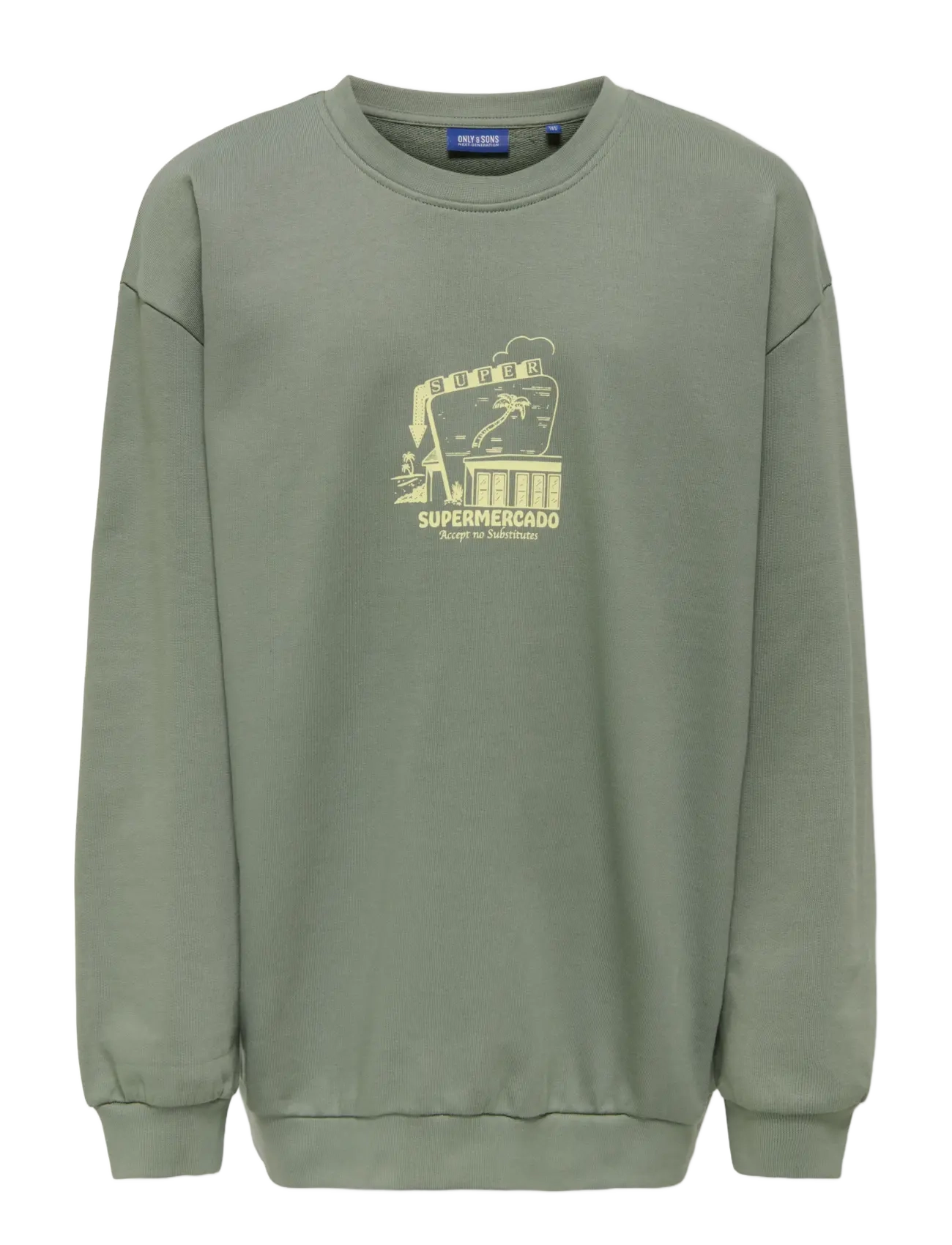 ONLY & SONS OSJSUMON OVZ LS O-NECK UB SWT - Topid - AGAVE GREEN / khaki/green