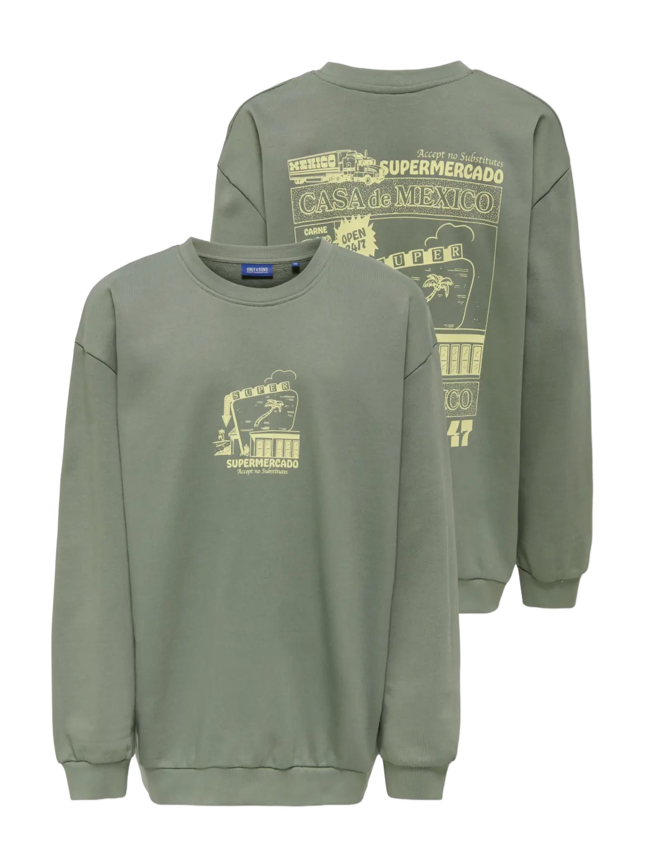 ONLY & SONS - OSJSUMON OVZ LS O-NECK UB SWT - agave green - 2