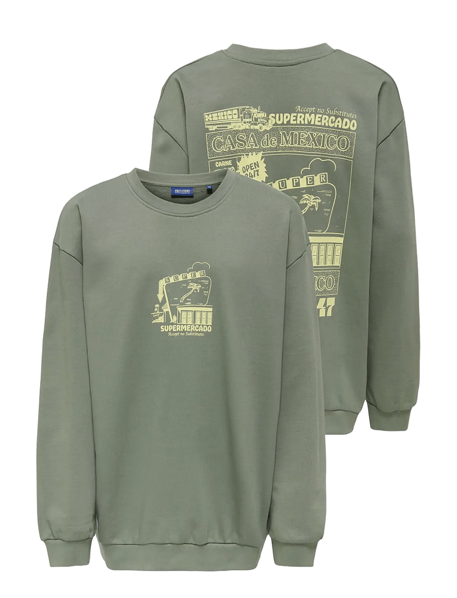 ONLY & SONS - OSJSUMON OVZ LS O-NECK UB SWT - agave green - 2